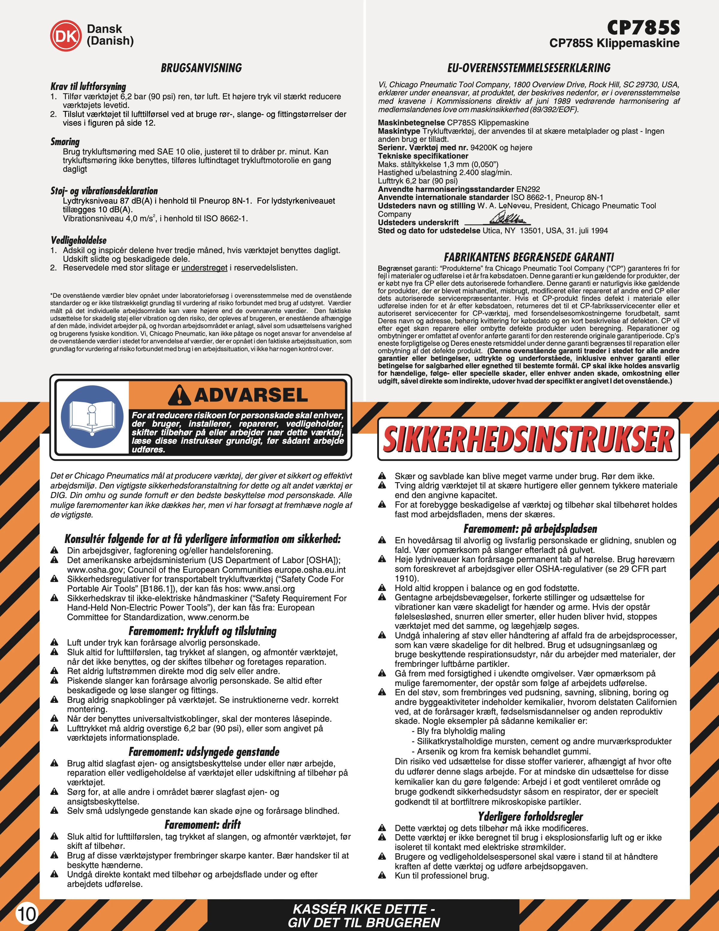 Chicago Pneumatic CP 785S PDF page 10 of 12