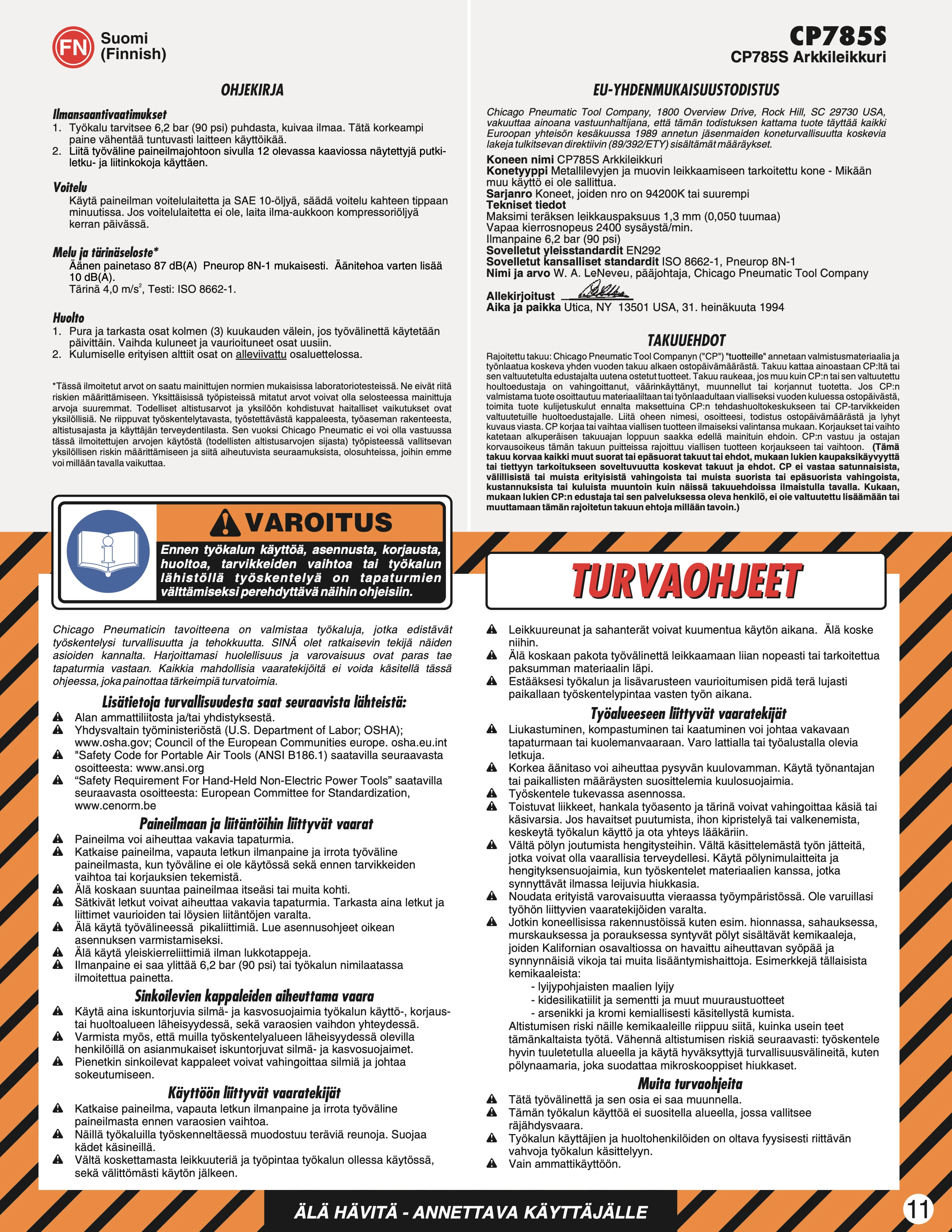 Chicago Pneumatic CP 785S PDF page 11 of 12