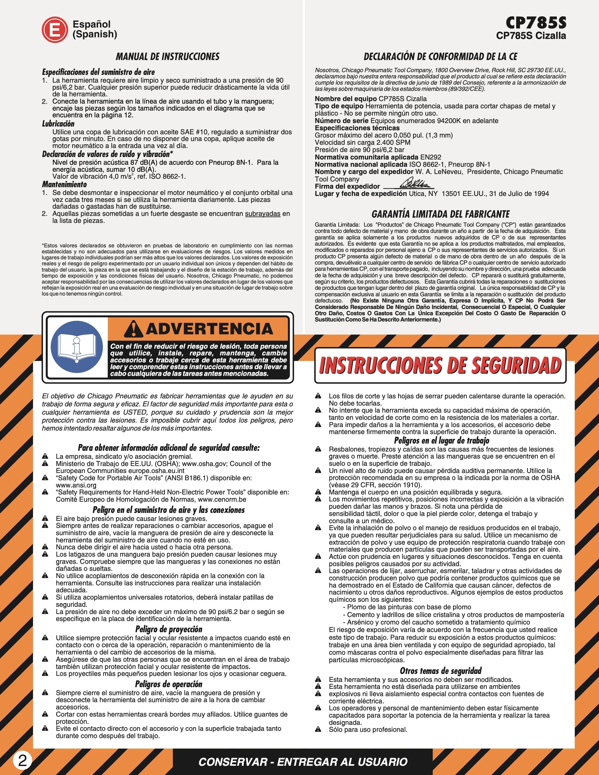 Chicago Pneumatic CP 785S PDF page 2 of 12