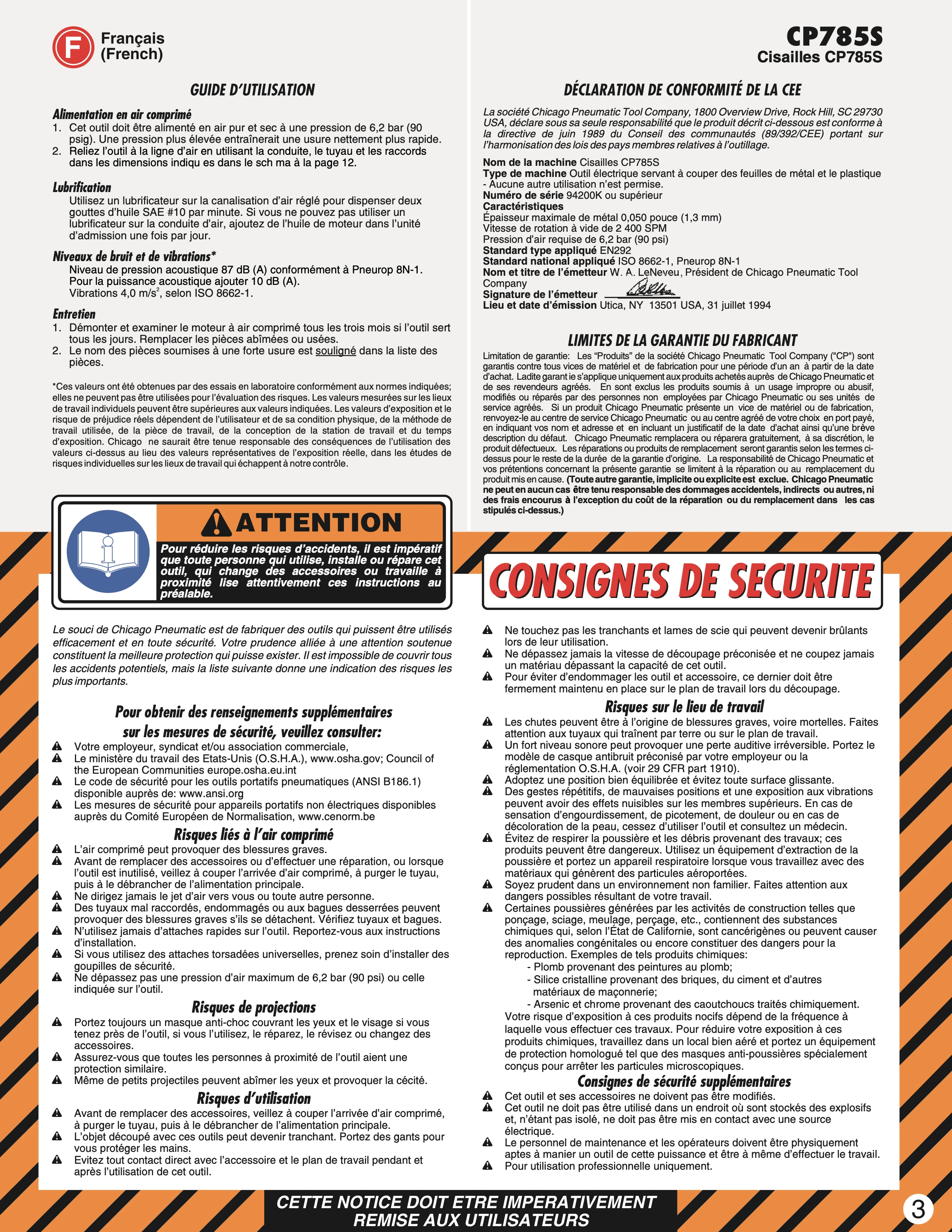 Chicago Pneumatic CP 785S PDF page 3 of 12
