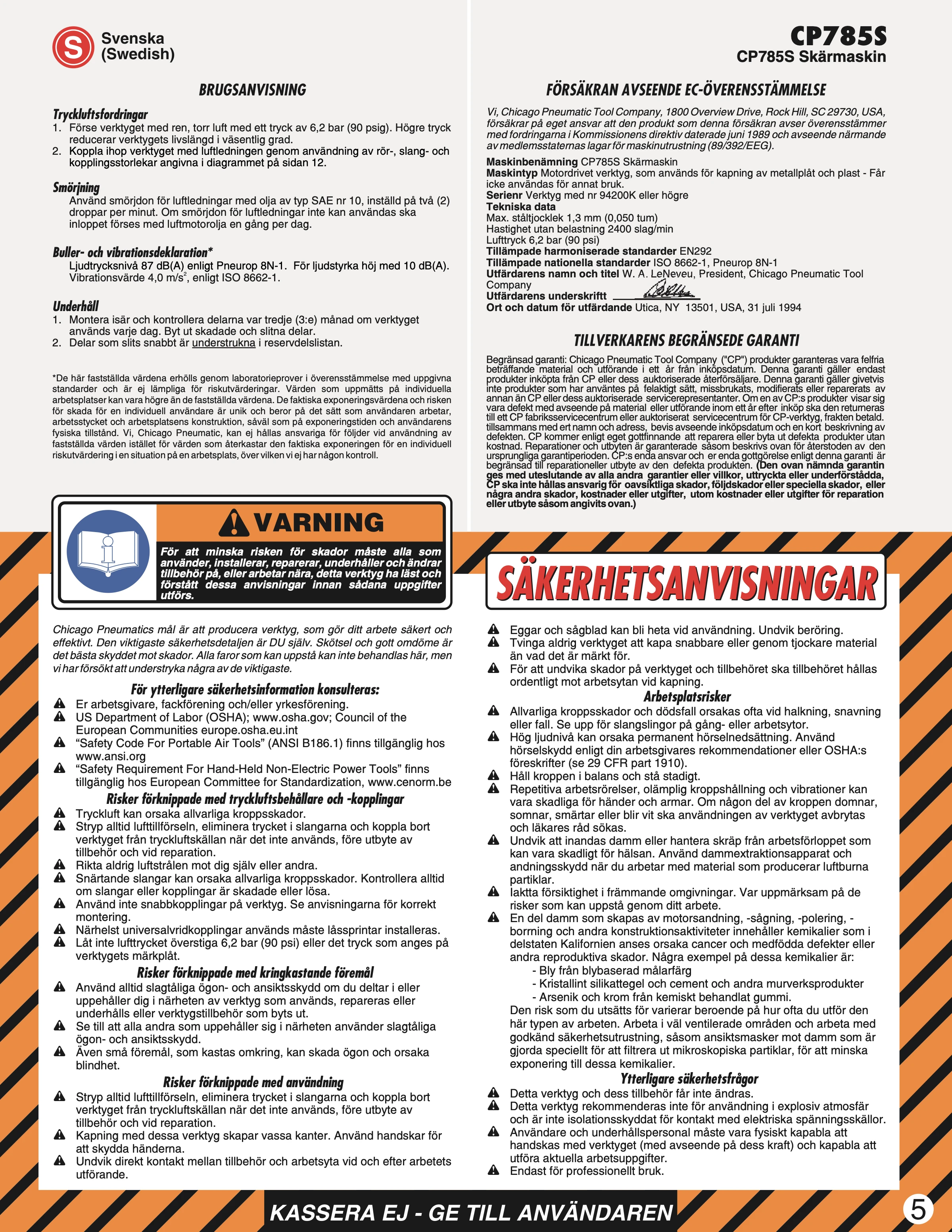 Chicago Pneumatic CP 785S PDF page 5 of 12