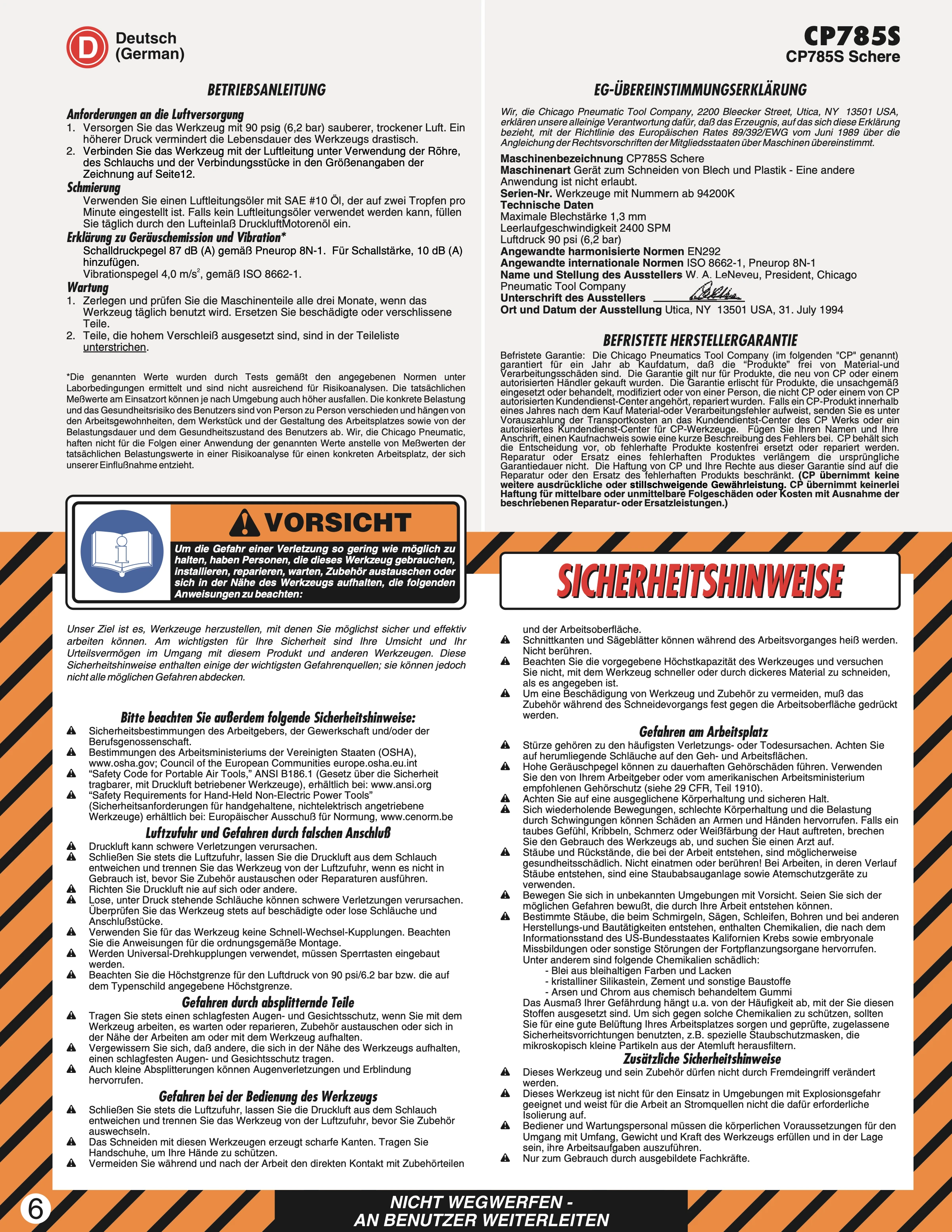 Chicago Pneumatic CP 785S PDF page 6 of 12