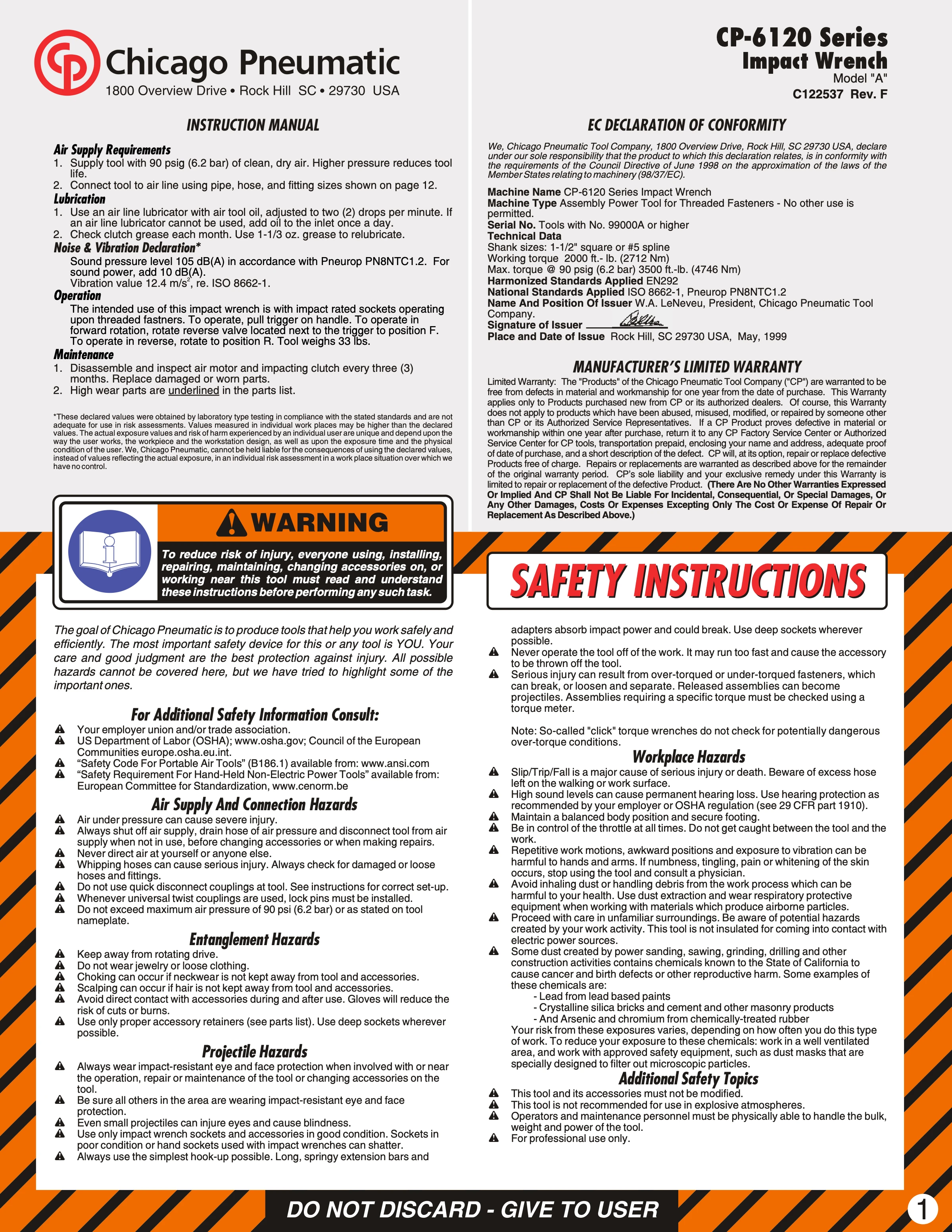 Chicago Pneumatic CP 6120 PDF page 1 of 13