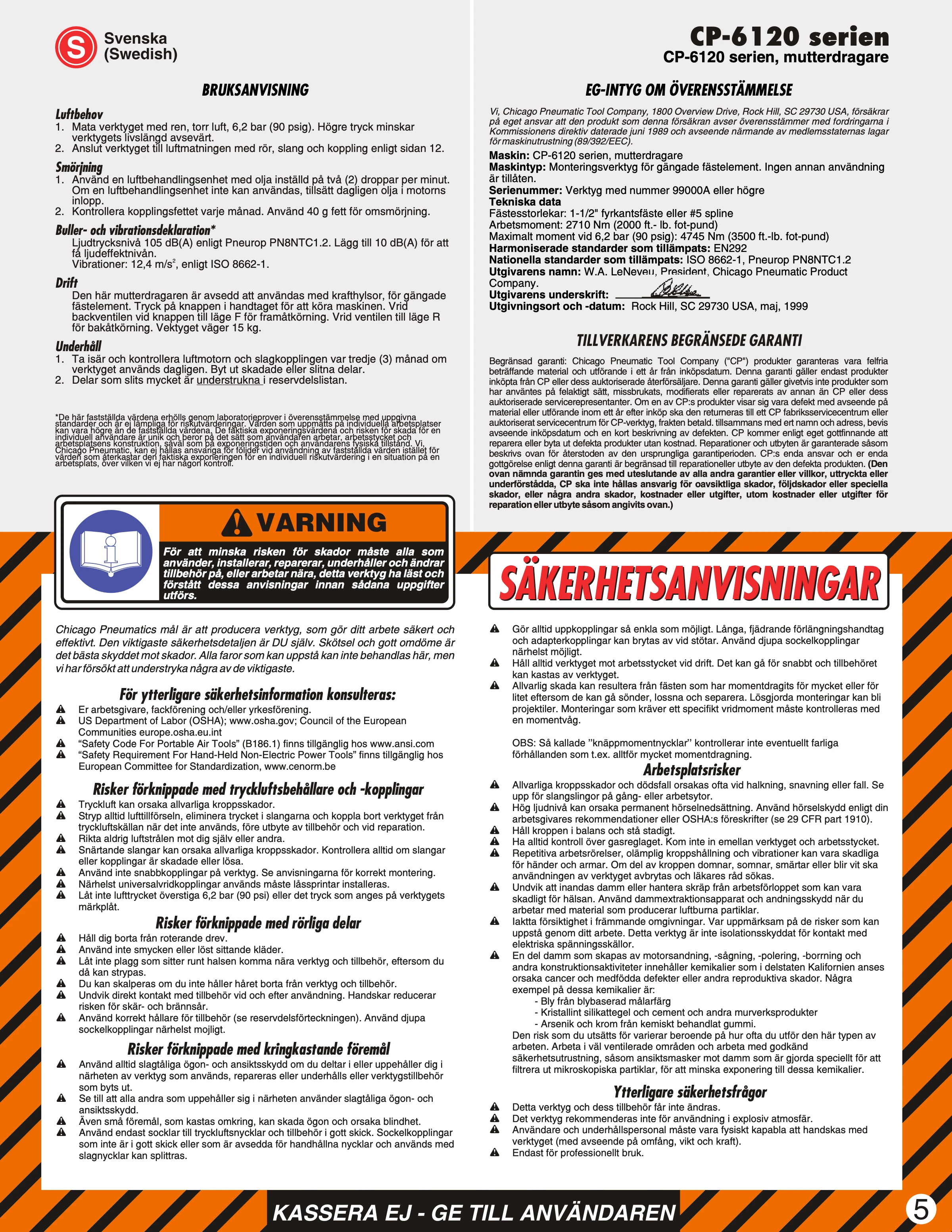Chicago Pneumatic CP 6120 PDF page 5 of 13