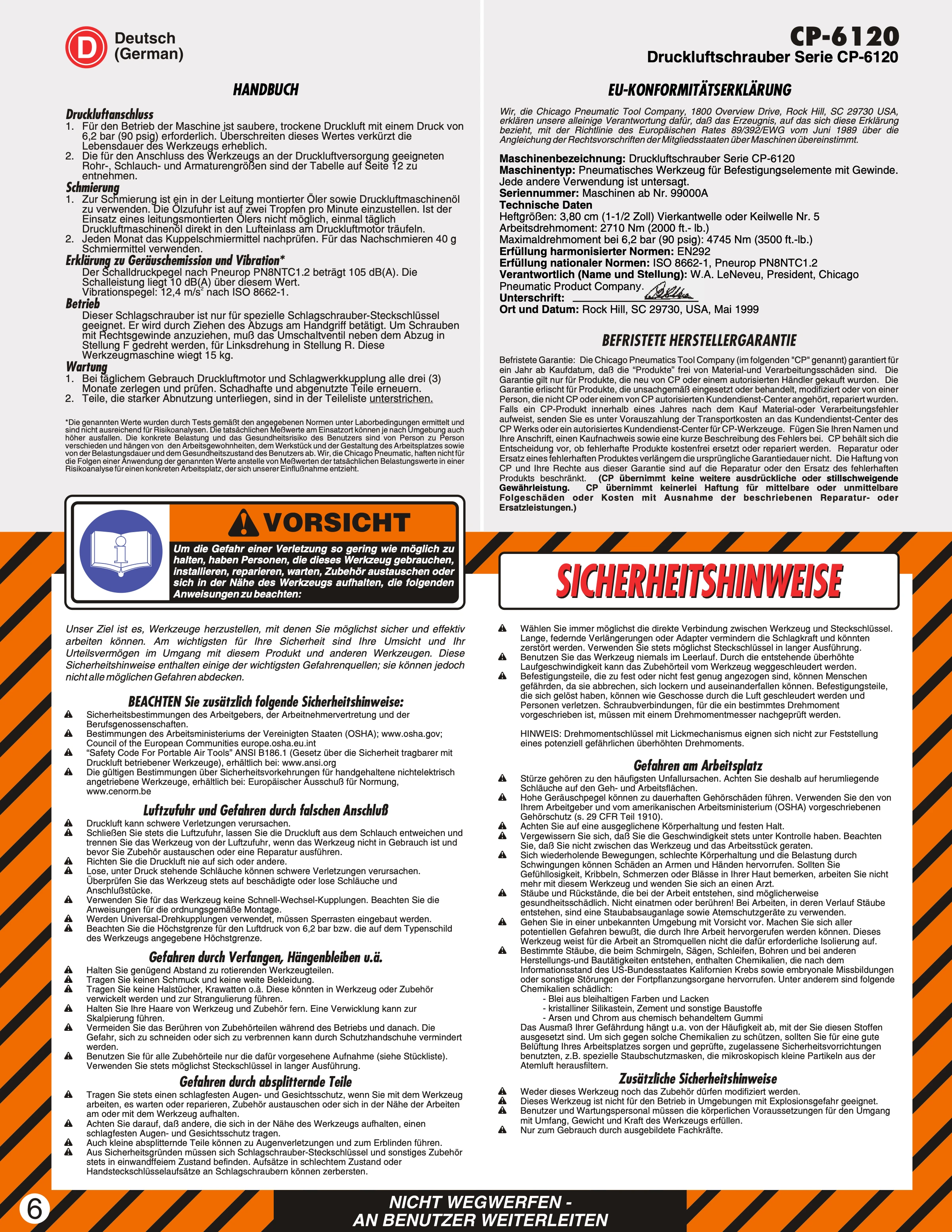 Chicago Pneumatic CP 6120 PDF page 6 of 13