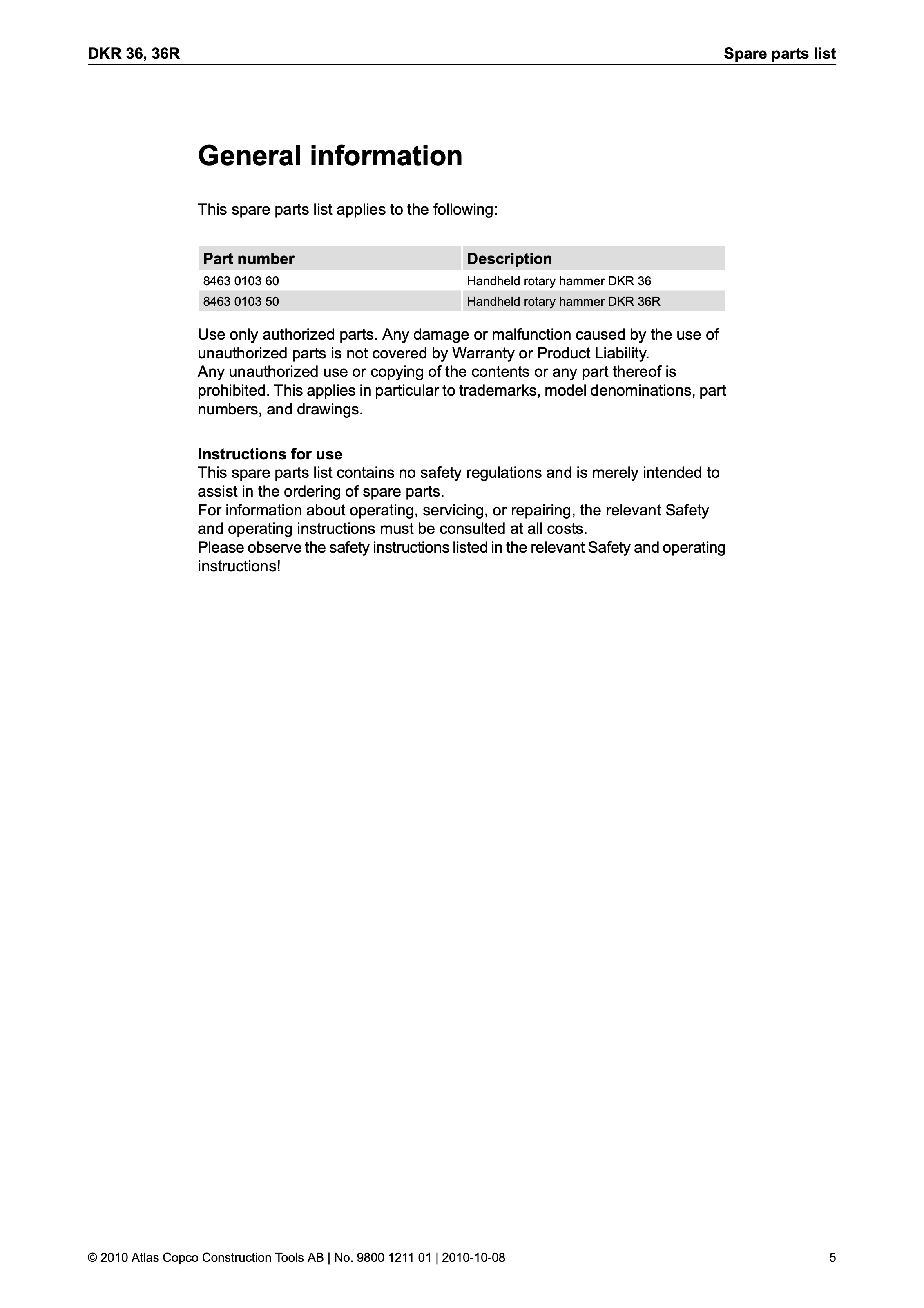 Atlas Copco DKR 36 Series PDF page 5 of 16