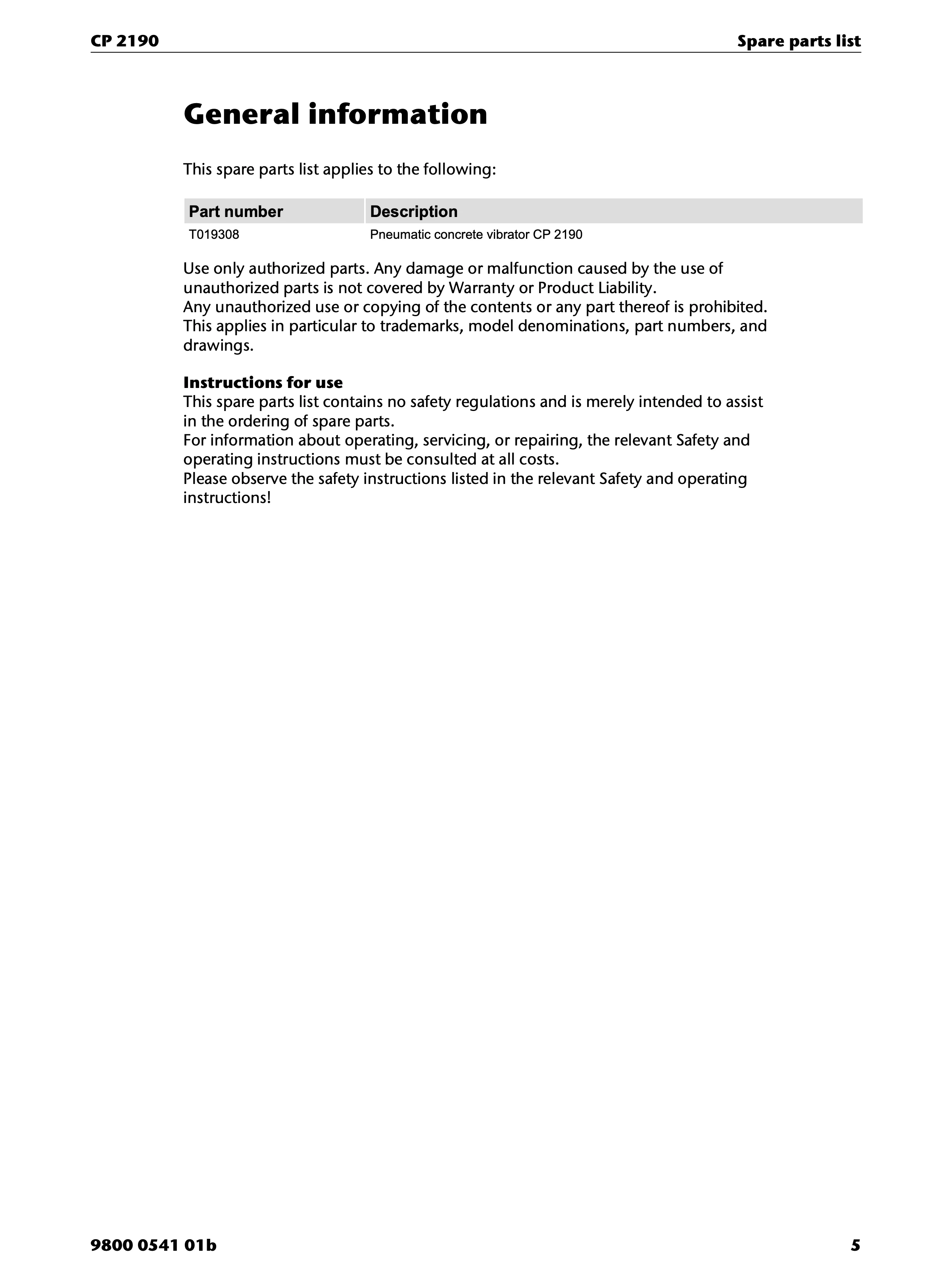 Chicago Pneumatic CP 2190 PDF page 5 of 12