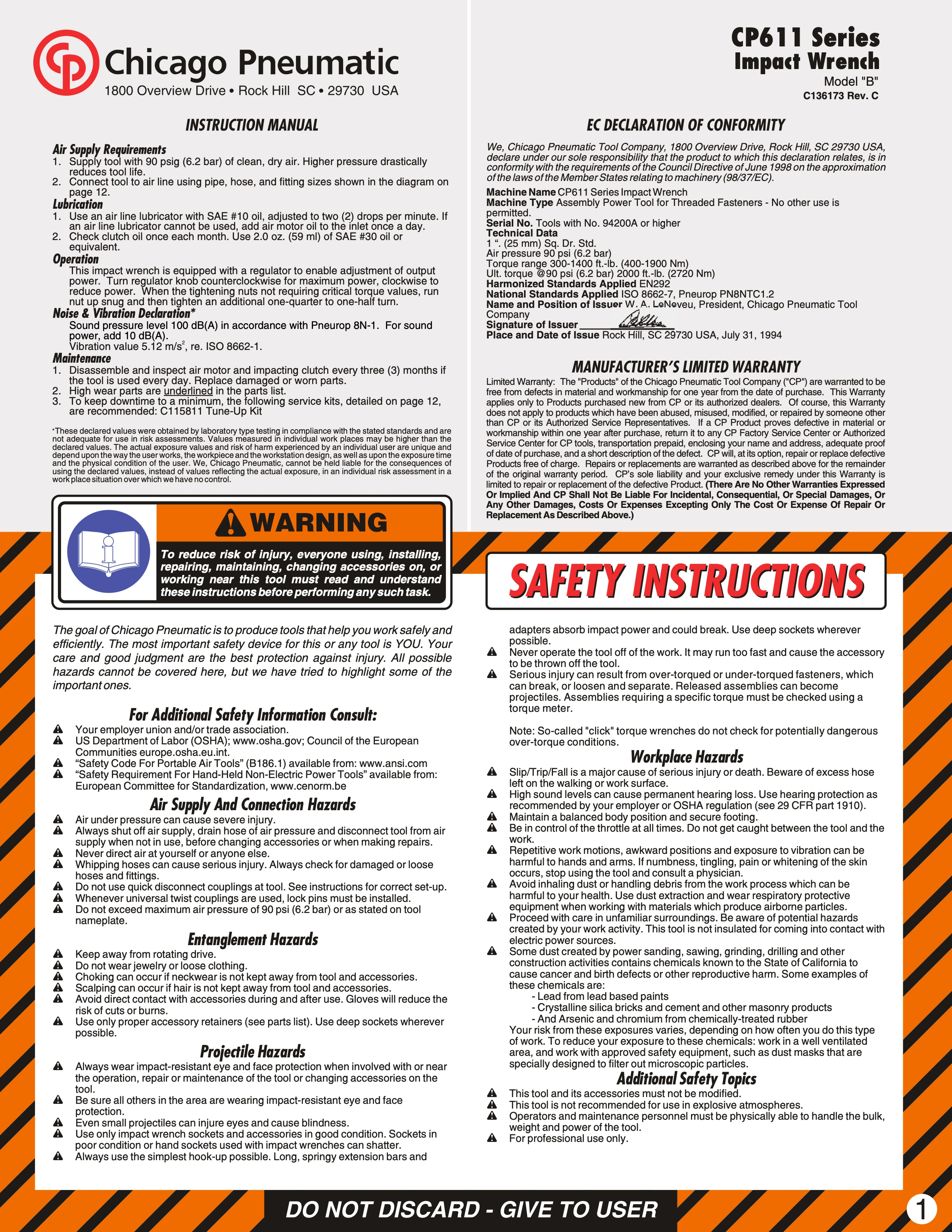 Chicago Pneumatic CP 0611 PDF page 1 of 13