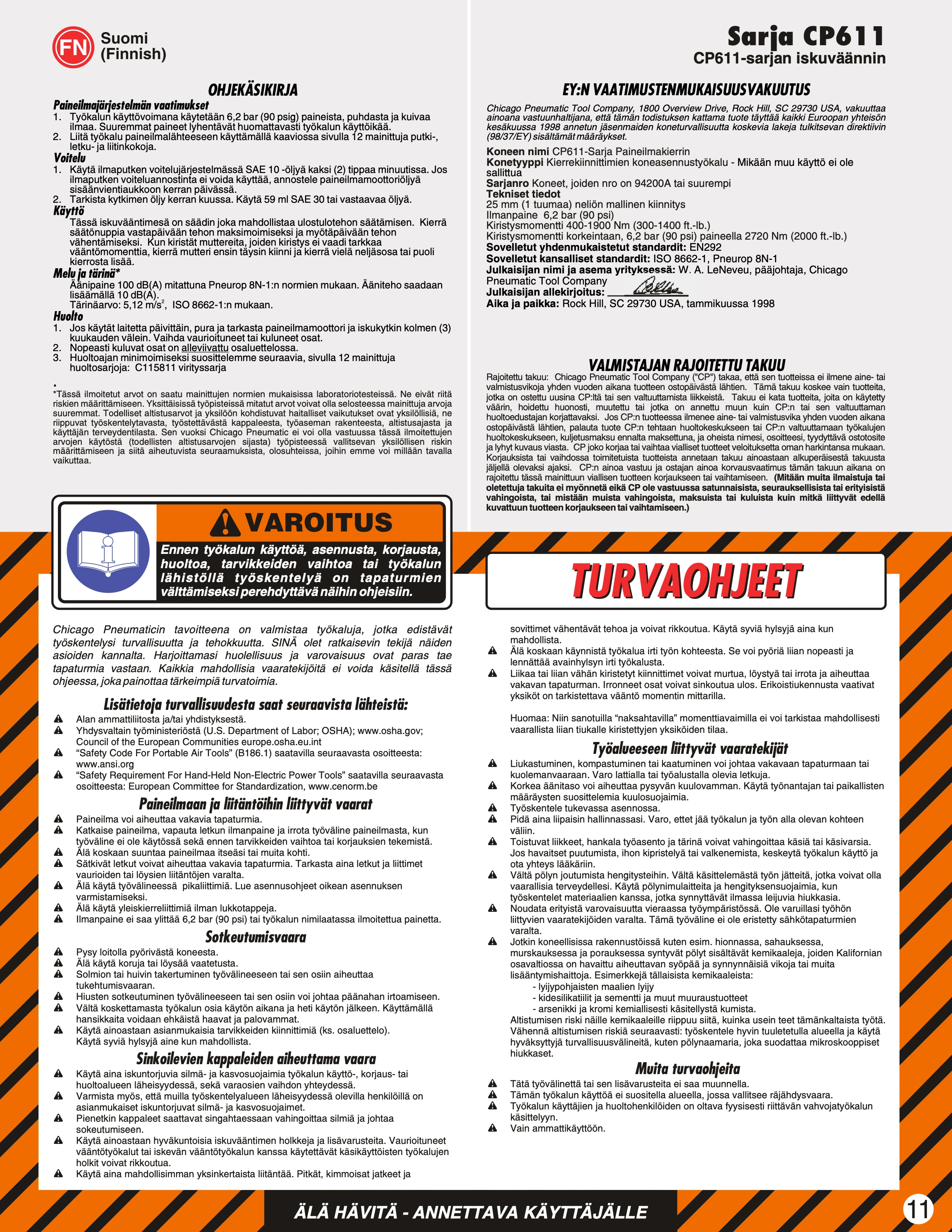 Chicago Pneumatic CP 0611 PDF page 11 of 13