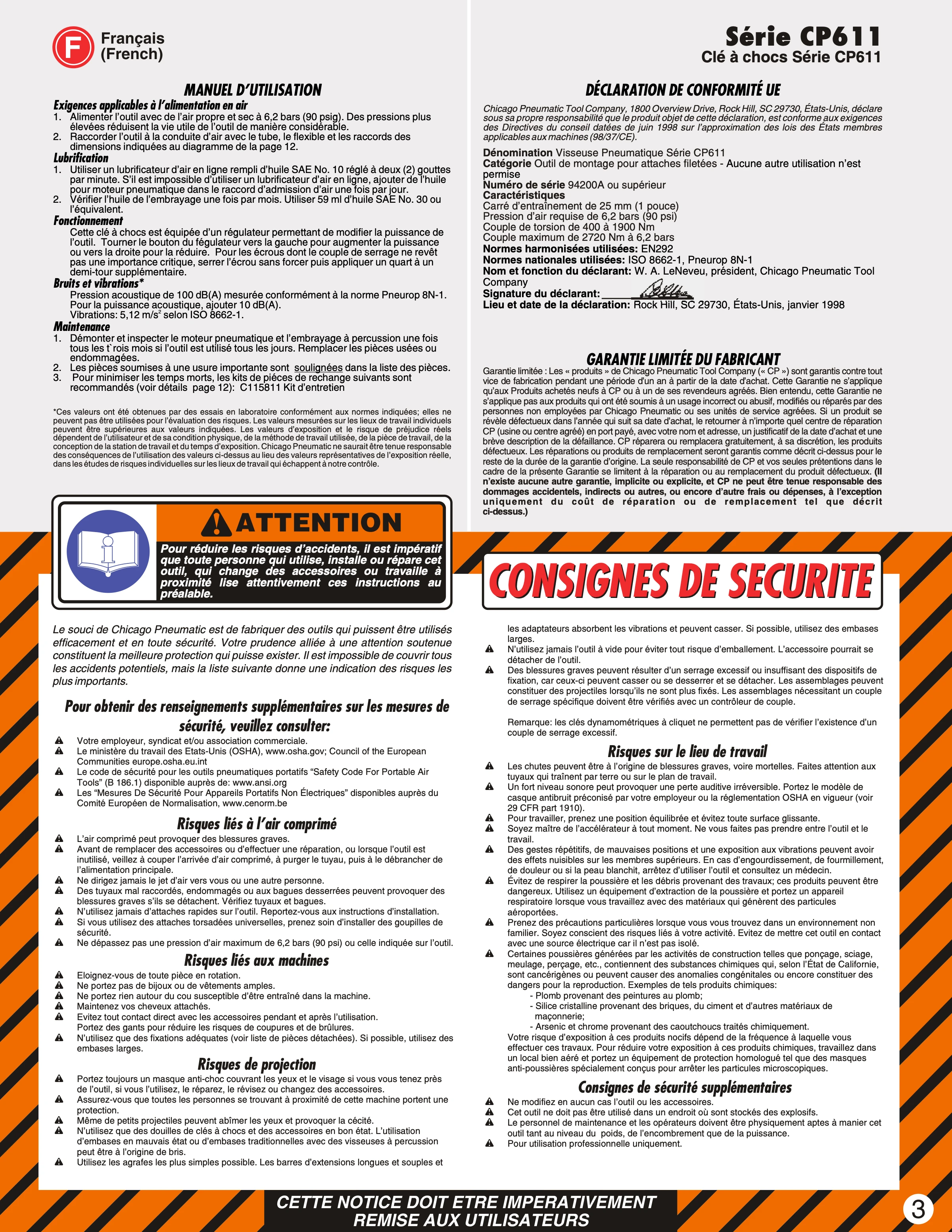 Chicago Pneumatic CP 0611 PDF page 3 of 13