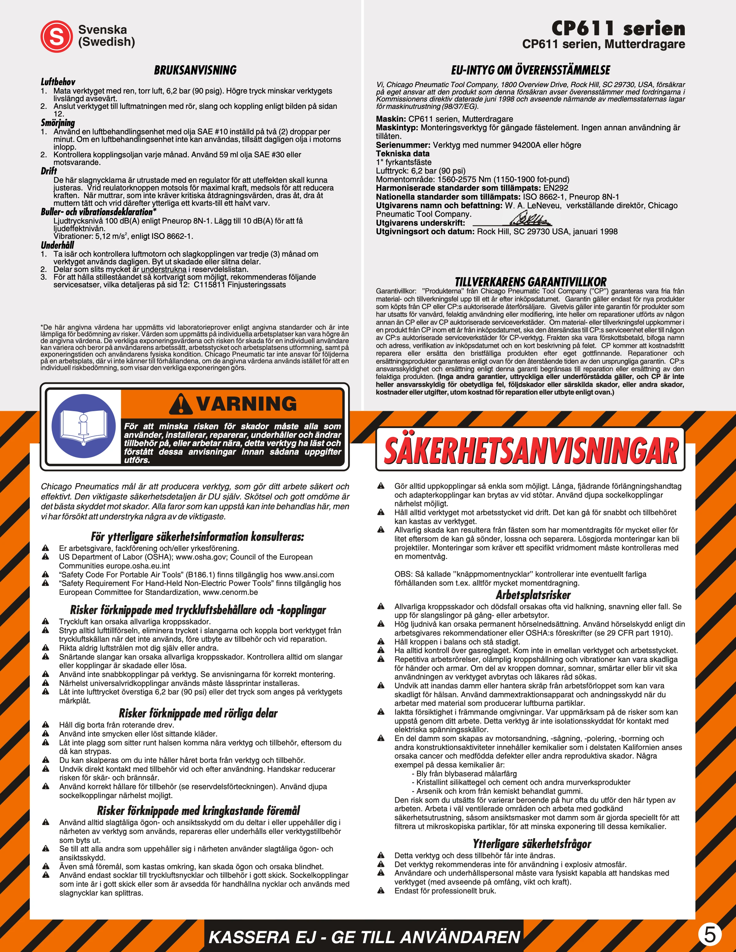 Chicago Pneumatic CP 0611 PDF page 5 of 13