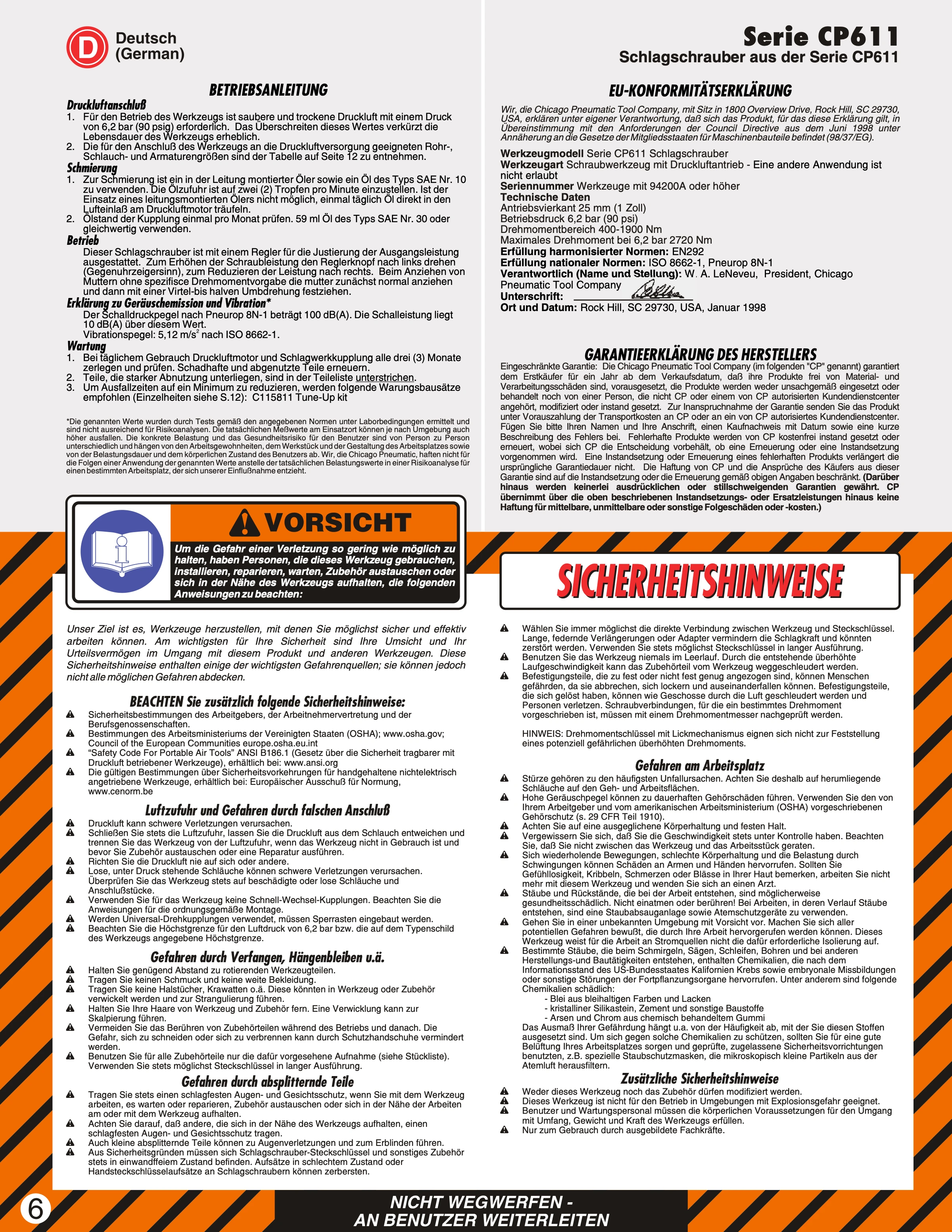 Chicago Pneumatic CP 0611 PDF page 6 of 13