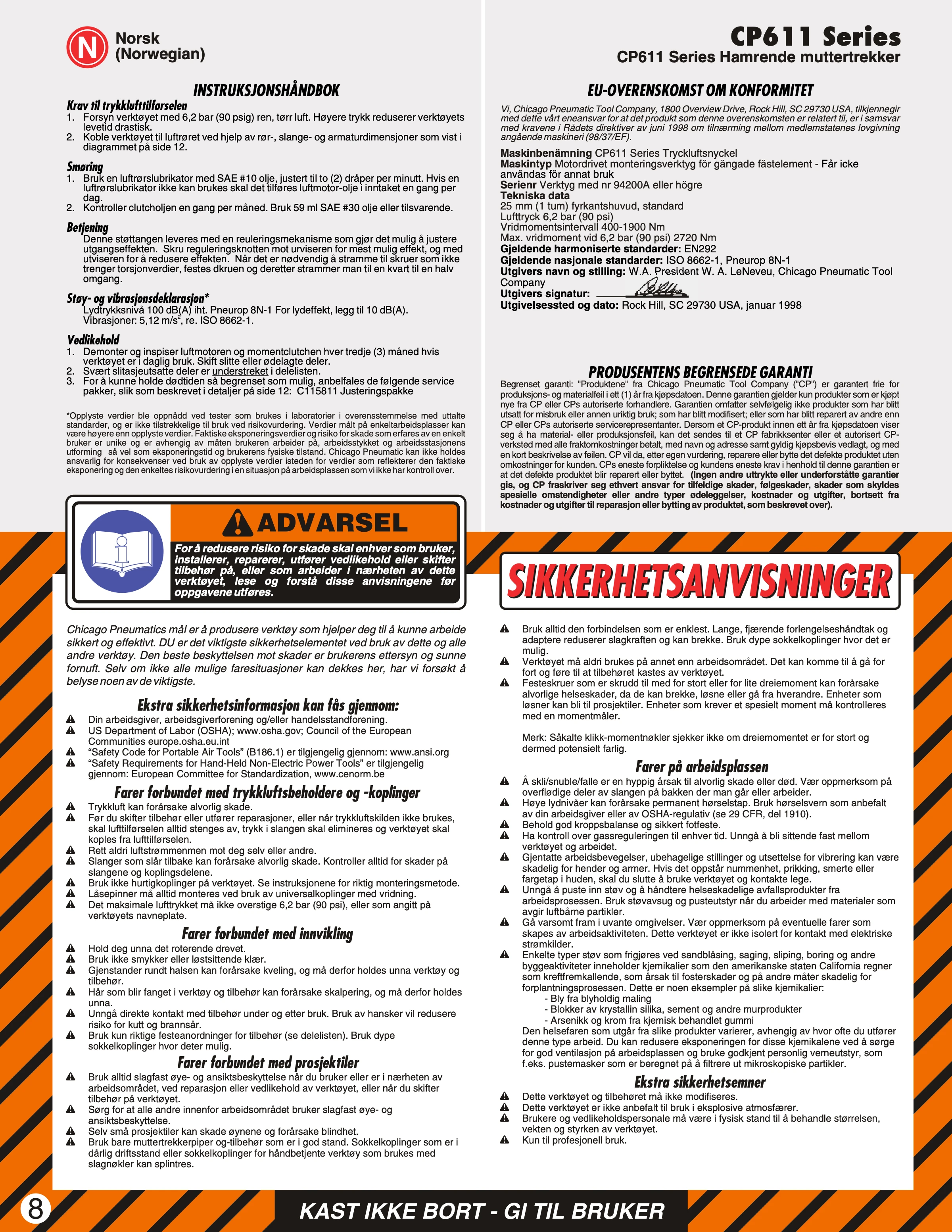Chicago Pneumatic CP 0611 PDF page 8 of 13