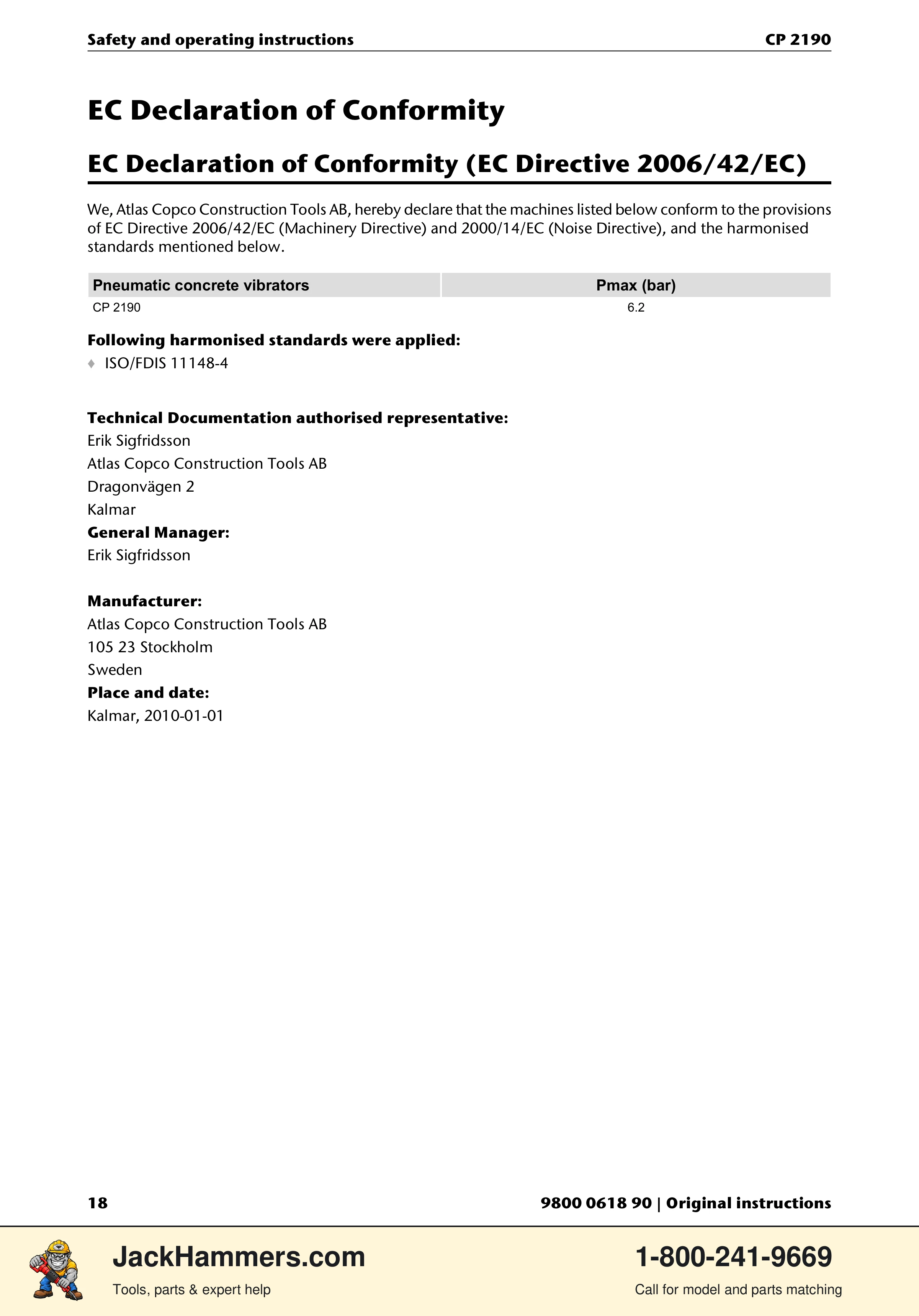 Chicago Pneumatic CP 2190 PDF page 18 of 200