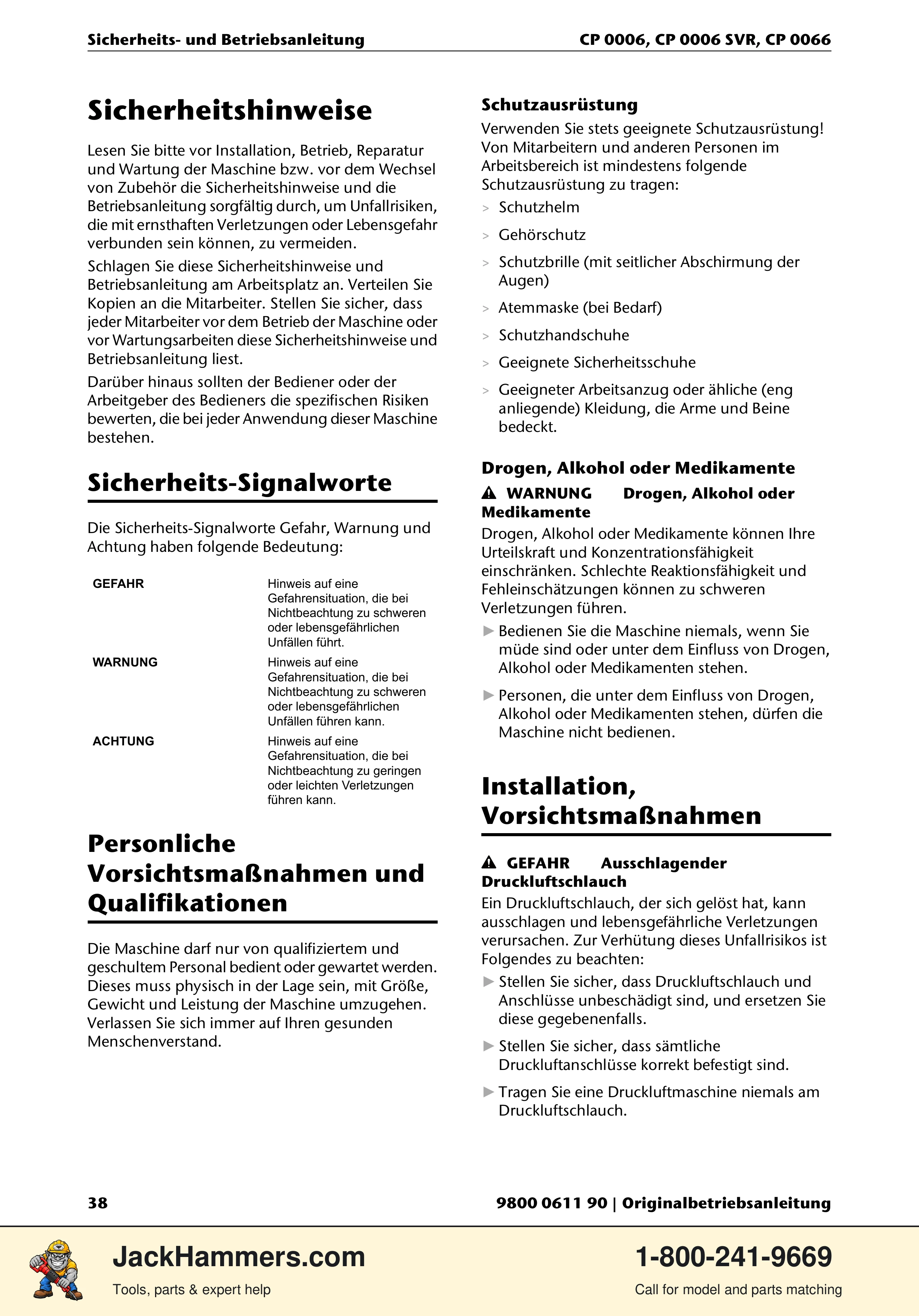 Chicago Pneumatic CP 0006 / CP 0006 SVR PDF page 38 of 196