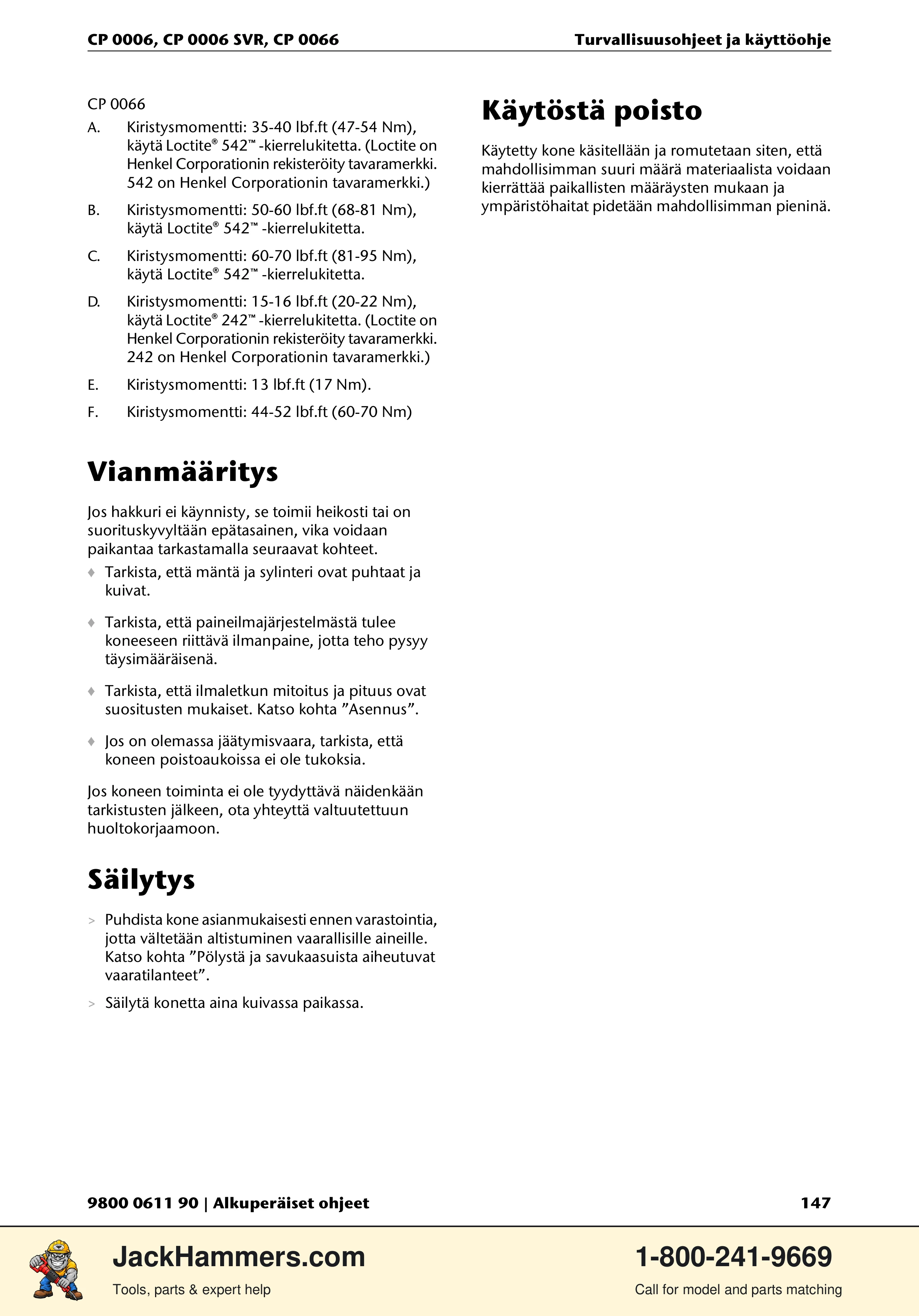 Chicago Pneumatic CP 0006 / CP 0006 SVR PDF page 147 of 196