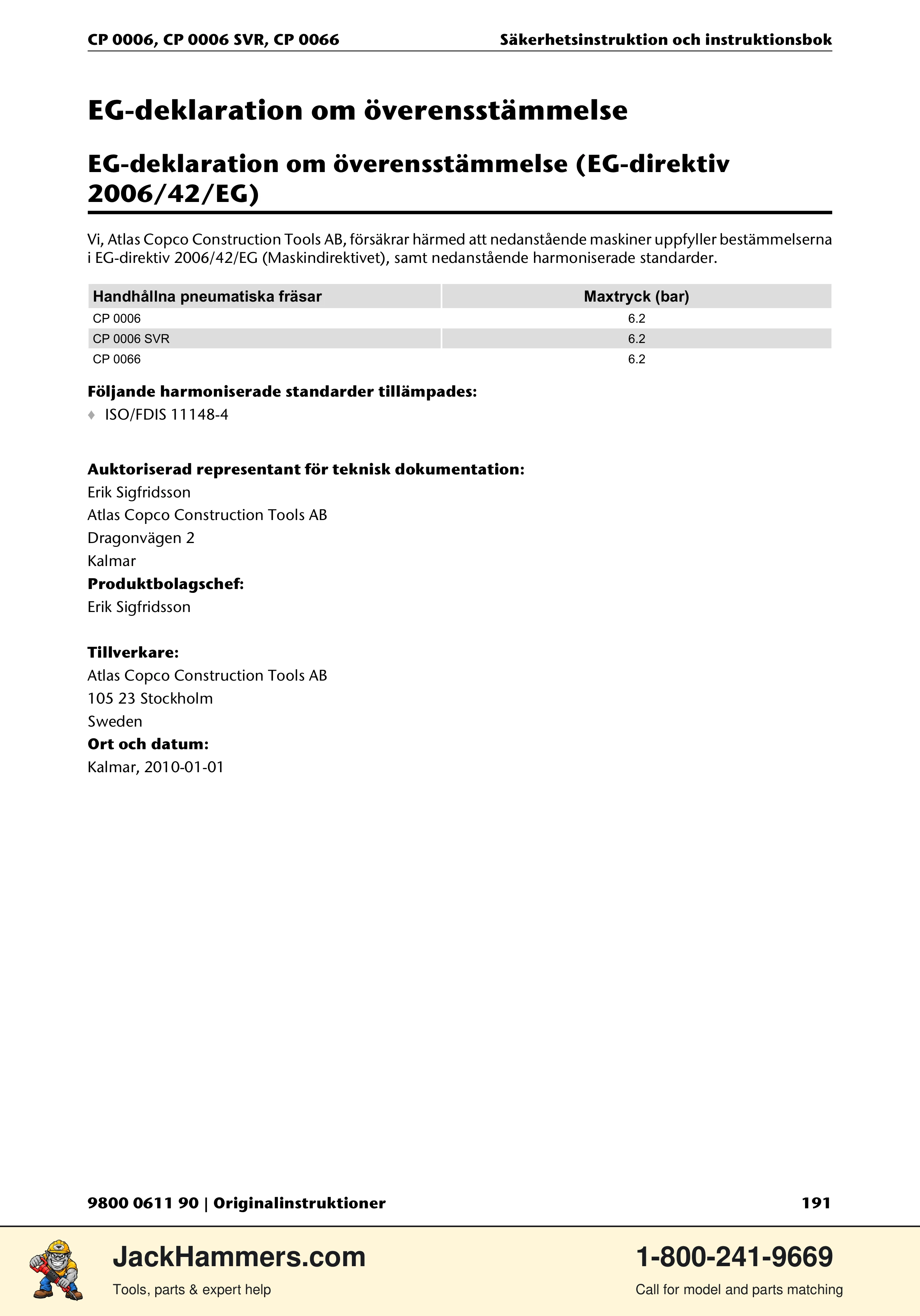 Chicago Pneumatic CP 0006 / CP 0006 SVR PDF page 191 of 196