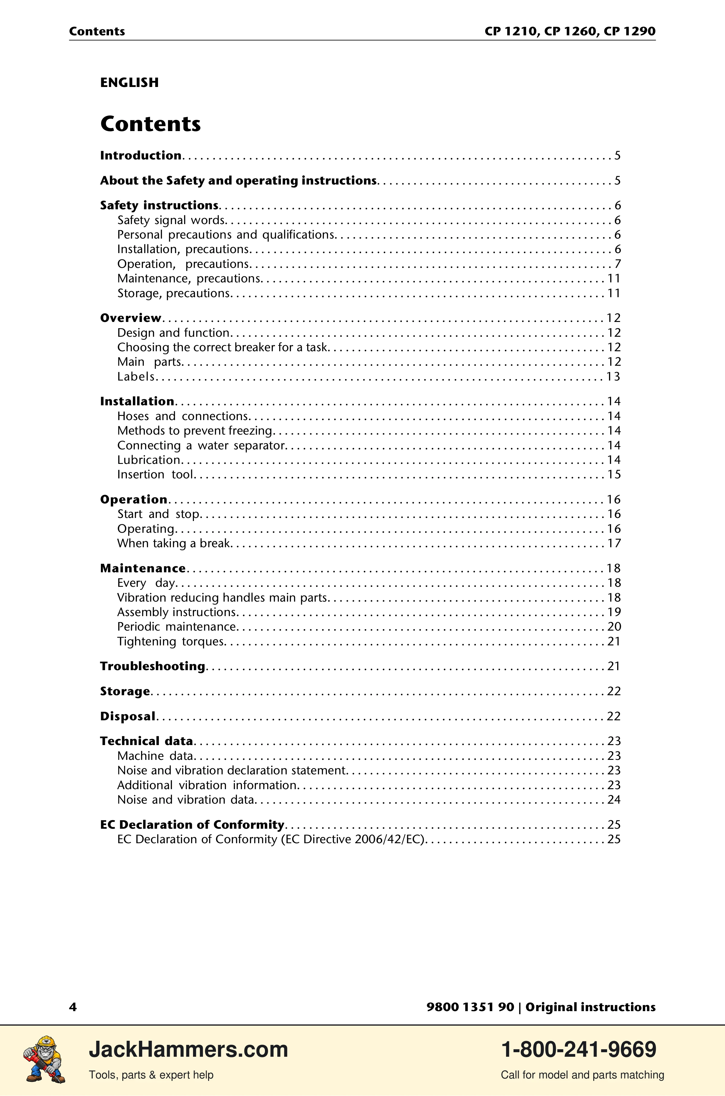 Chicago Pneumatic 1210 / 1260 / 1290 PDF page 4 of 268