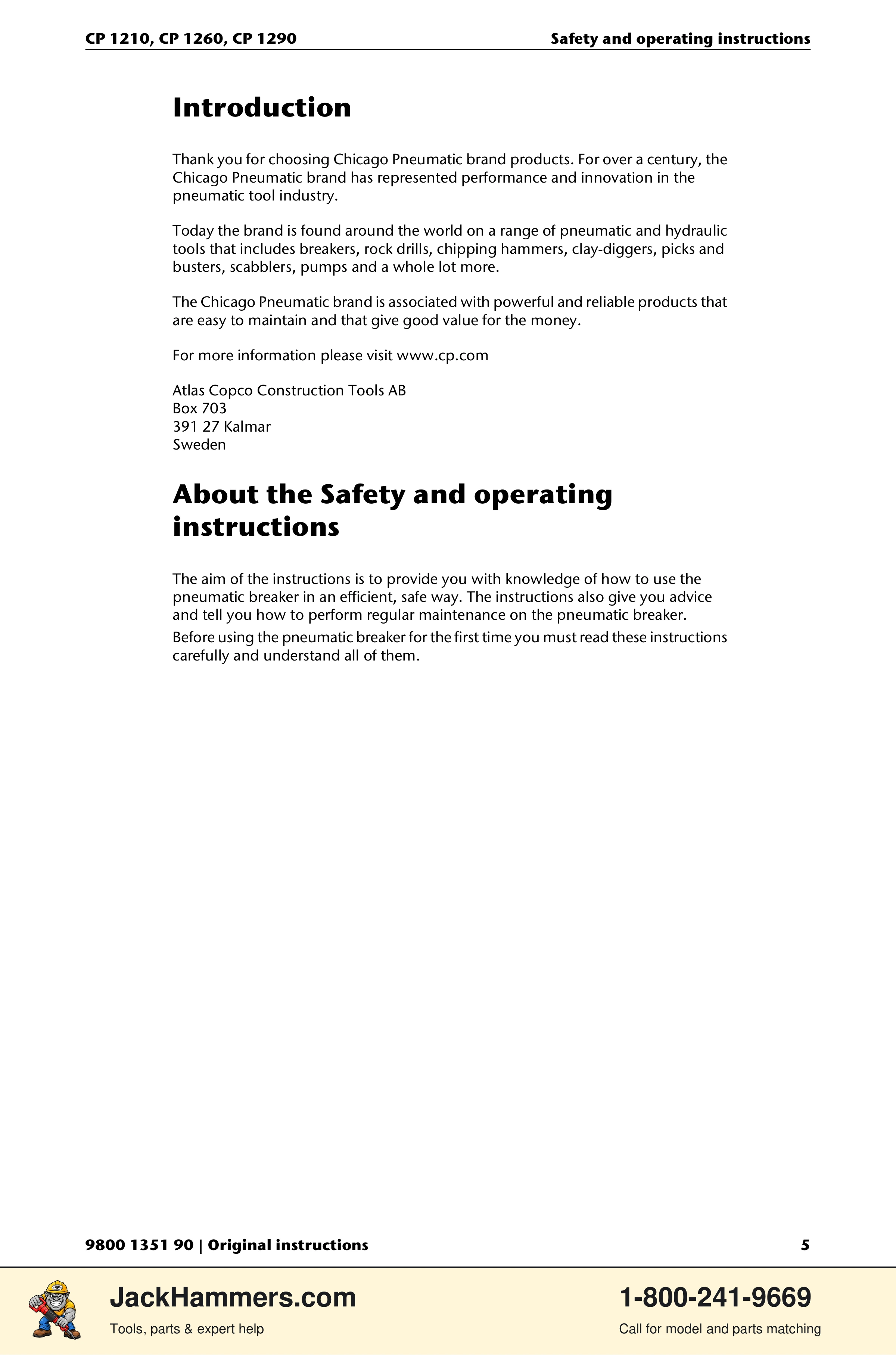 Chicago Pneumatic 1210 / 1260 / 1290 PDF page 5 of 268
