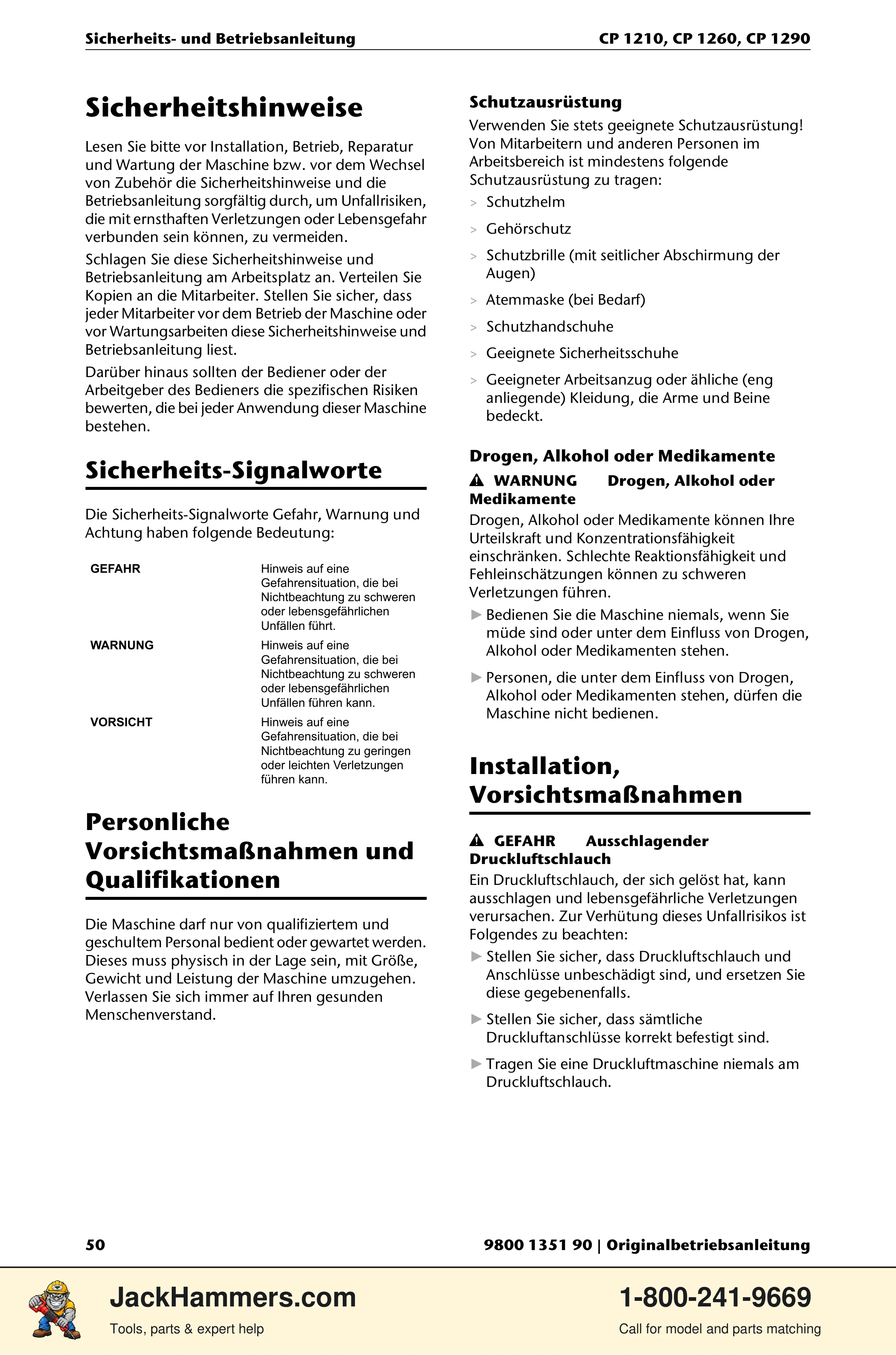 Chicago Pneumatic 1210 / 1260 / 1290 PDF page 50 of 268