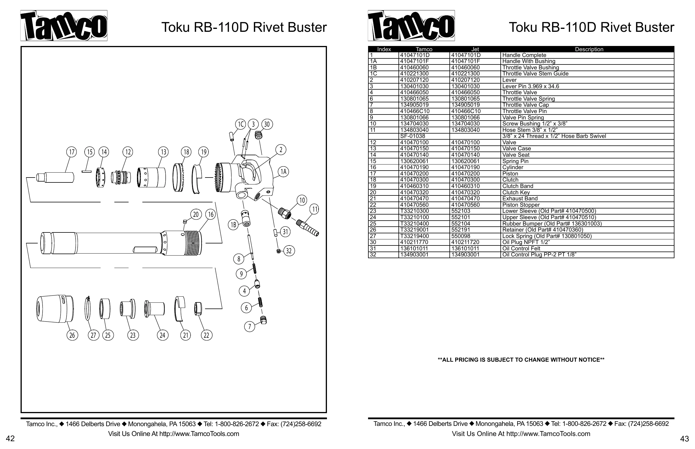 TAMCO RB110 / RB-110D PDF page 1 of 1