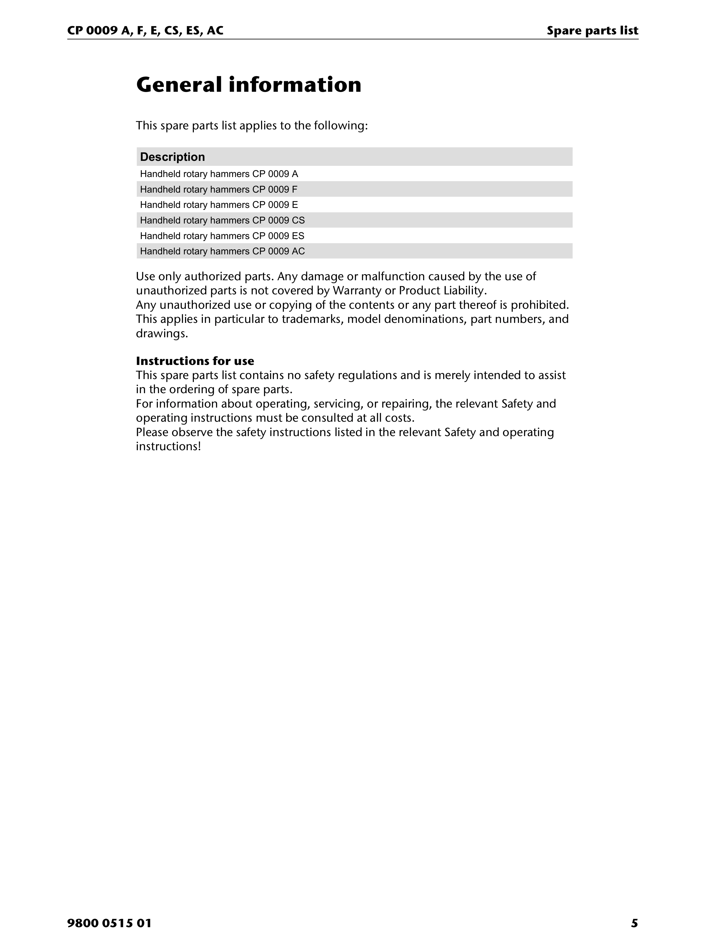 Chicago Pneumatic 0009 Series PDF page 5 of 28
