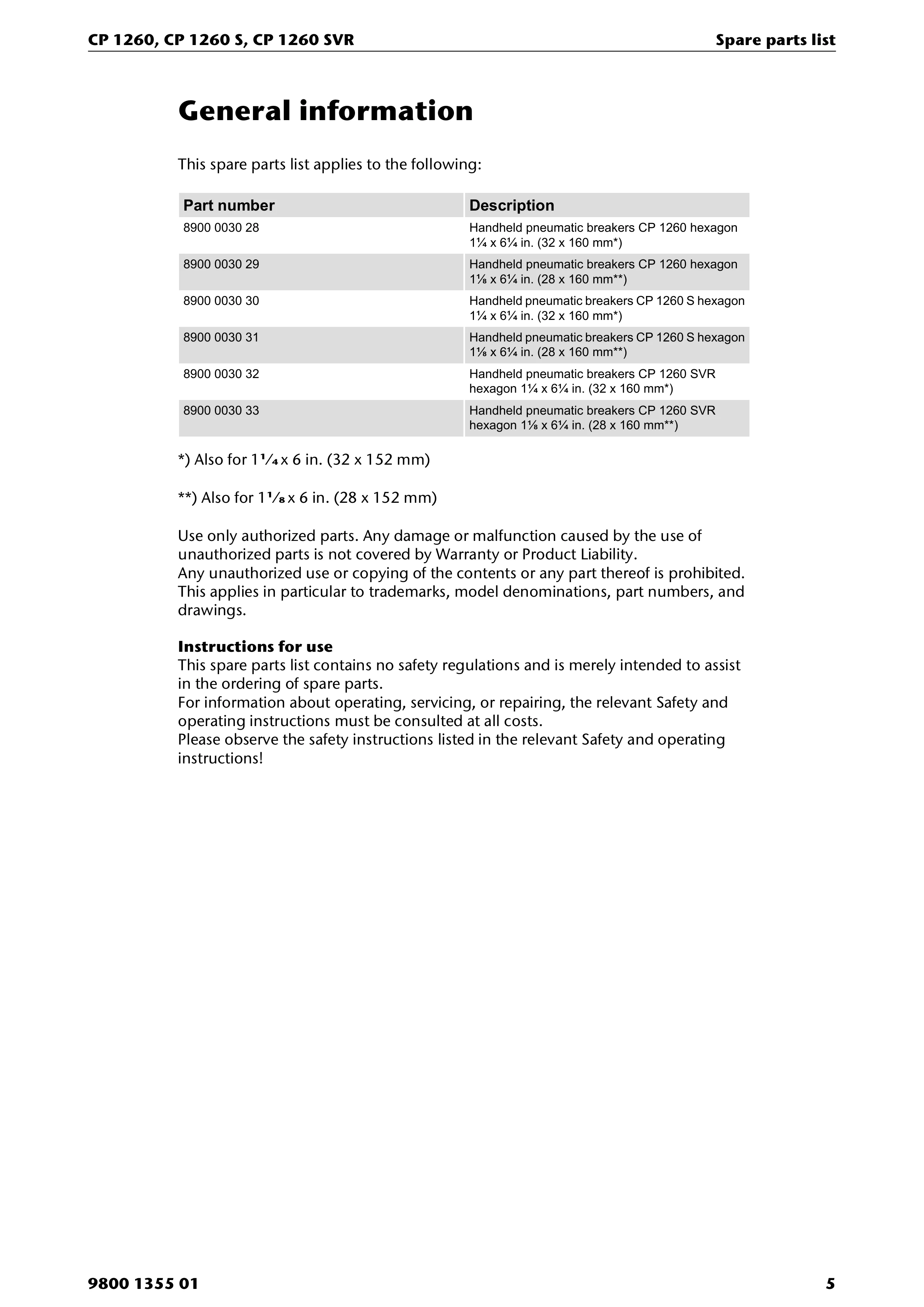 Chicago Pneumatic 1260 PDF page 5 of 24