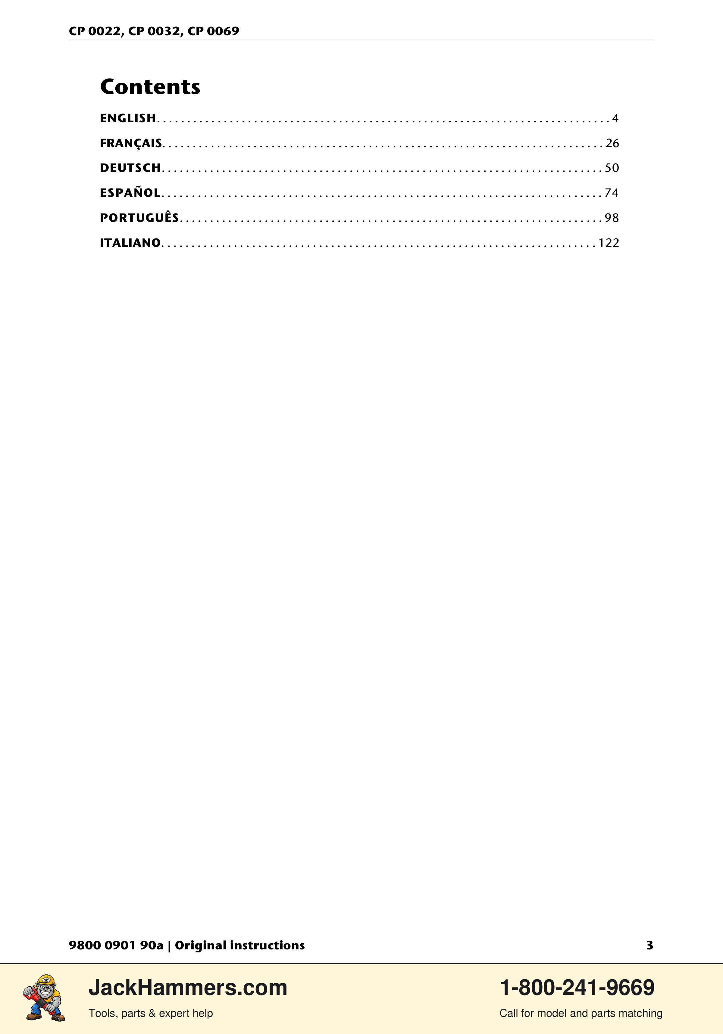 Chicago Pneumatic 0022 Series / 0032 Series / 0069 Series PDF page 3 of 148