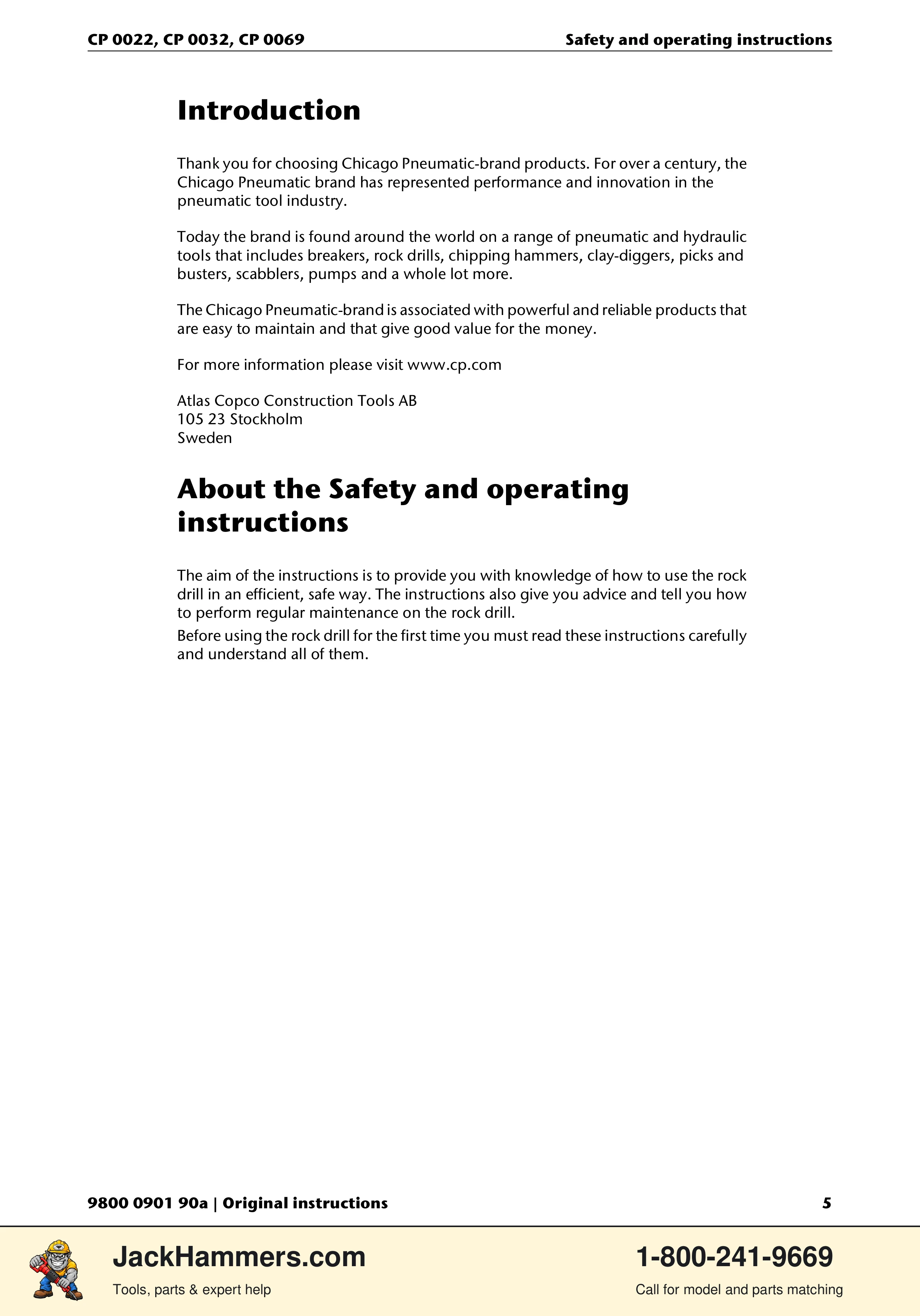 Chicago Pneumatic 0022 Series / 0032 Series / 0069 Series PDF page 5 of 148