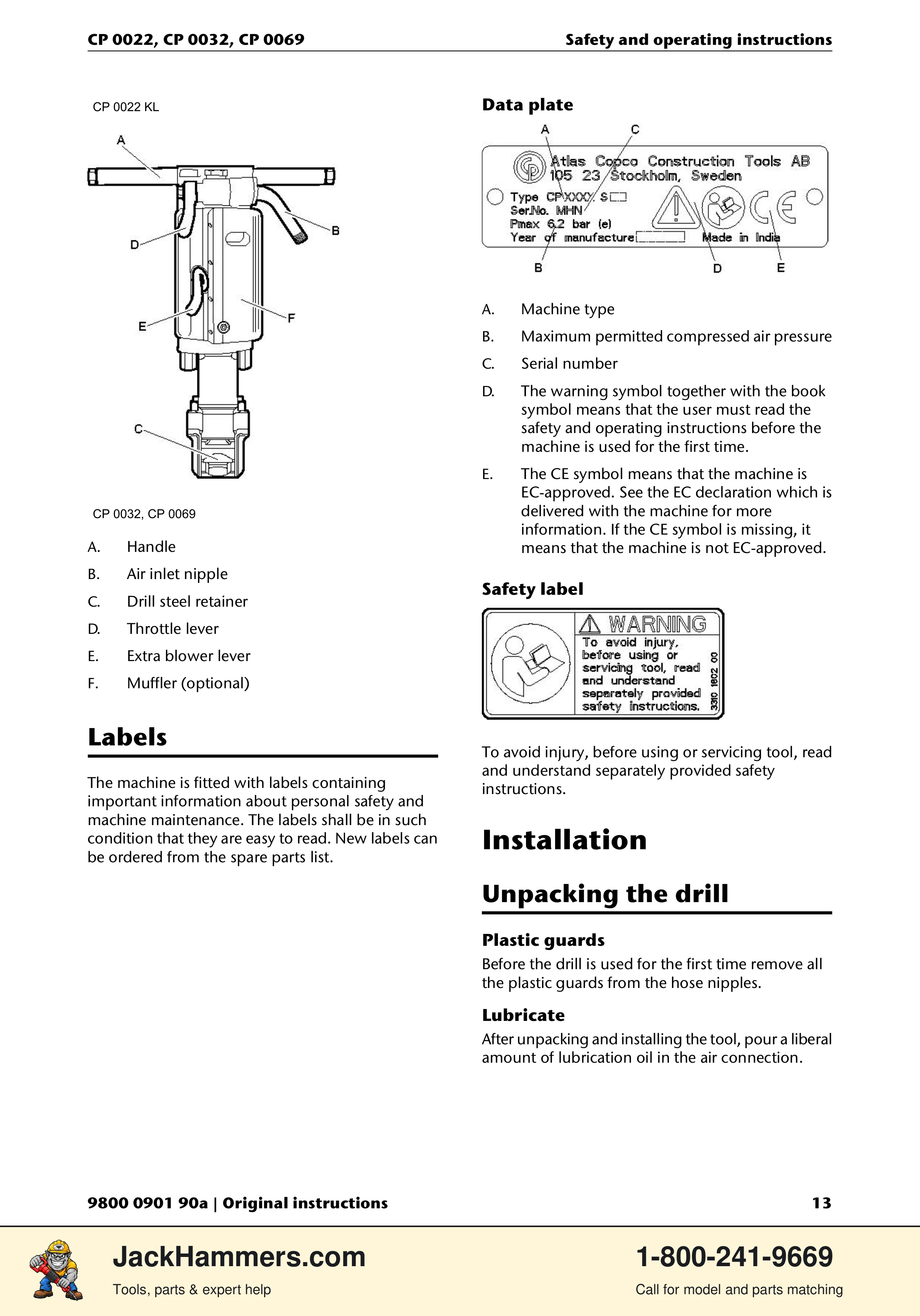 Chicago Pneumatic 0022 Series / 0032 Series / 0069 Series PDF page 13 of 148