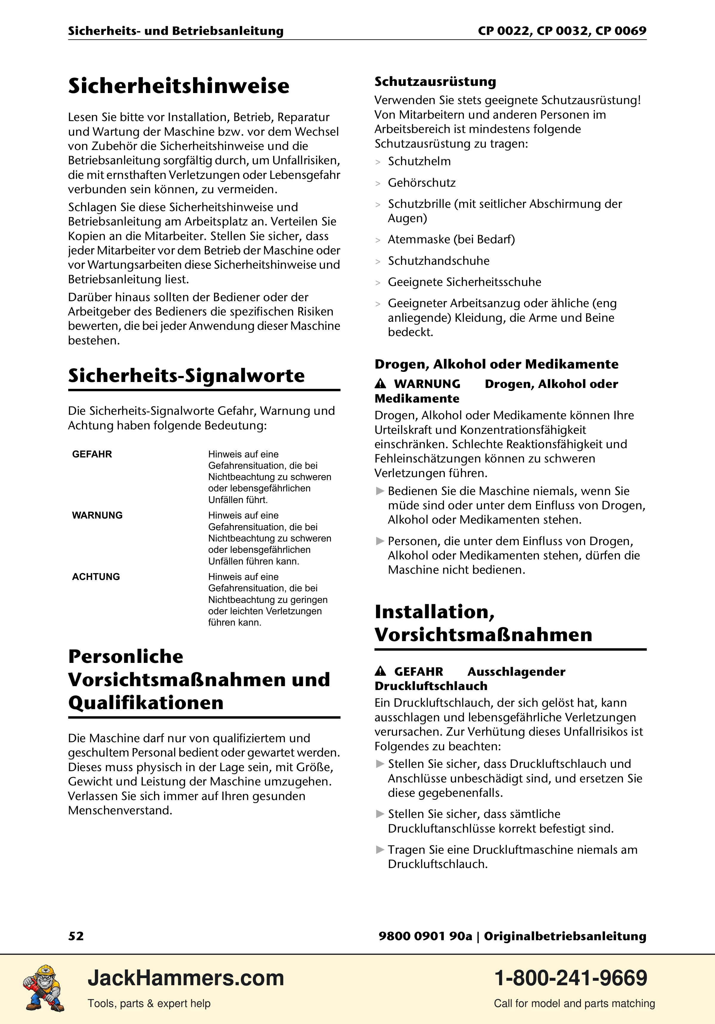 Chicago Pneumatic 0022 Series / 0032 Series / 0069 Series PDF page 52 of 148
