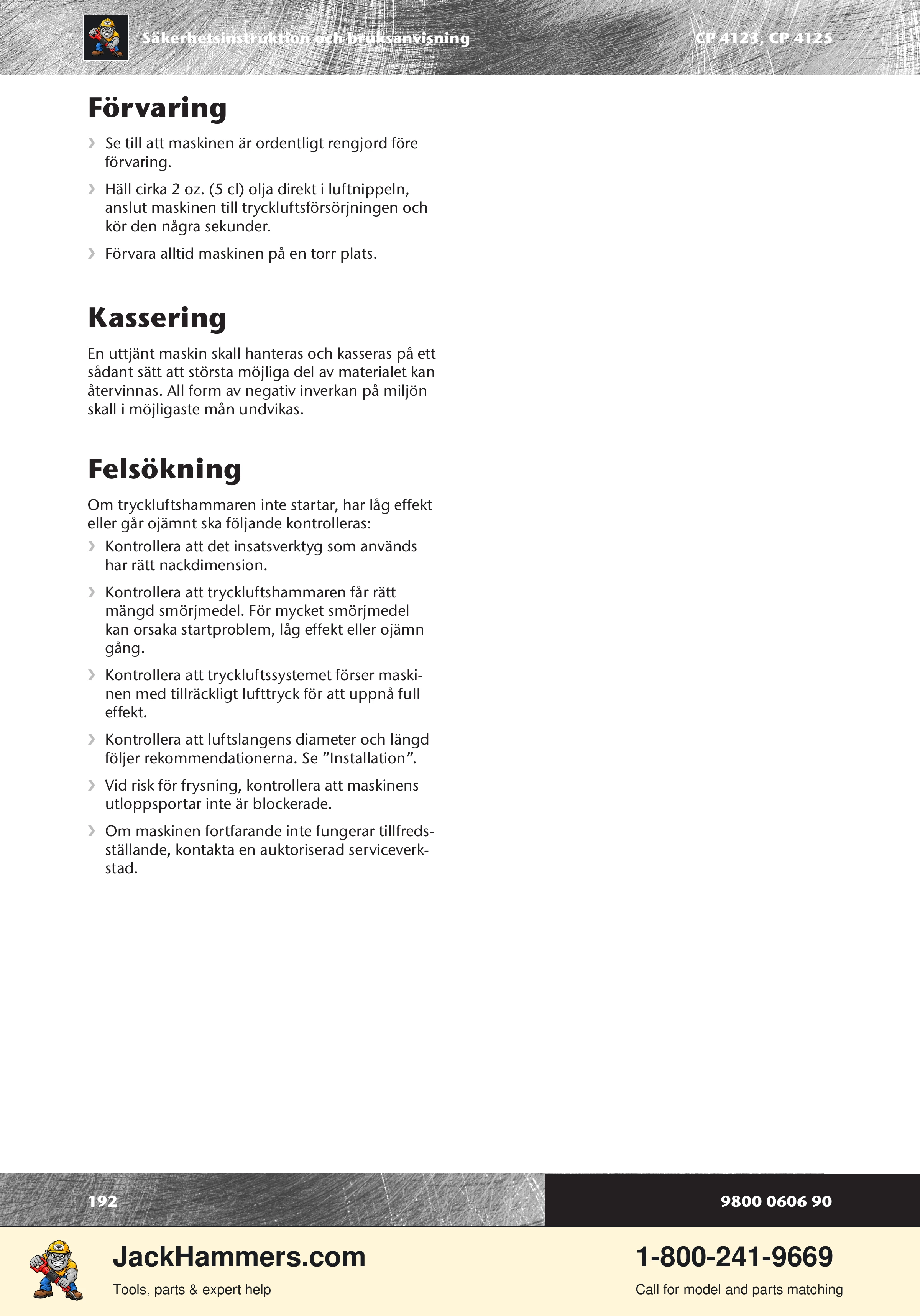 Chicago Pneumatic CP 4123 / 4125 PDF page 192 of 196