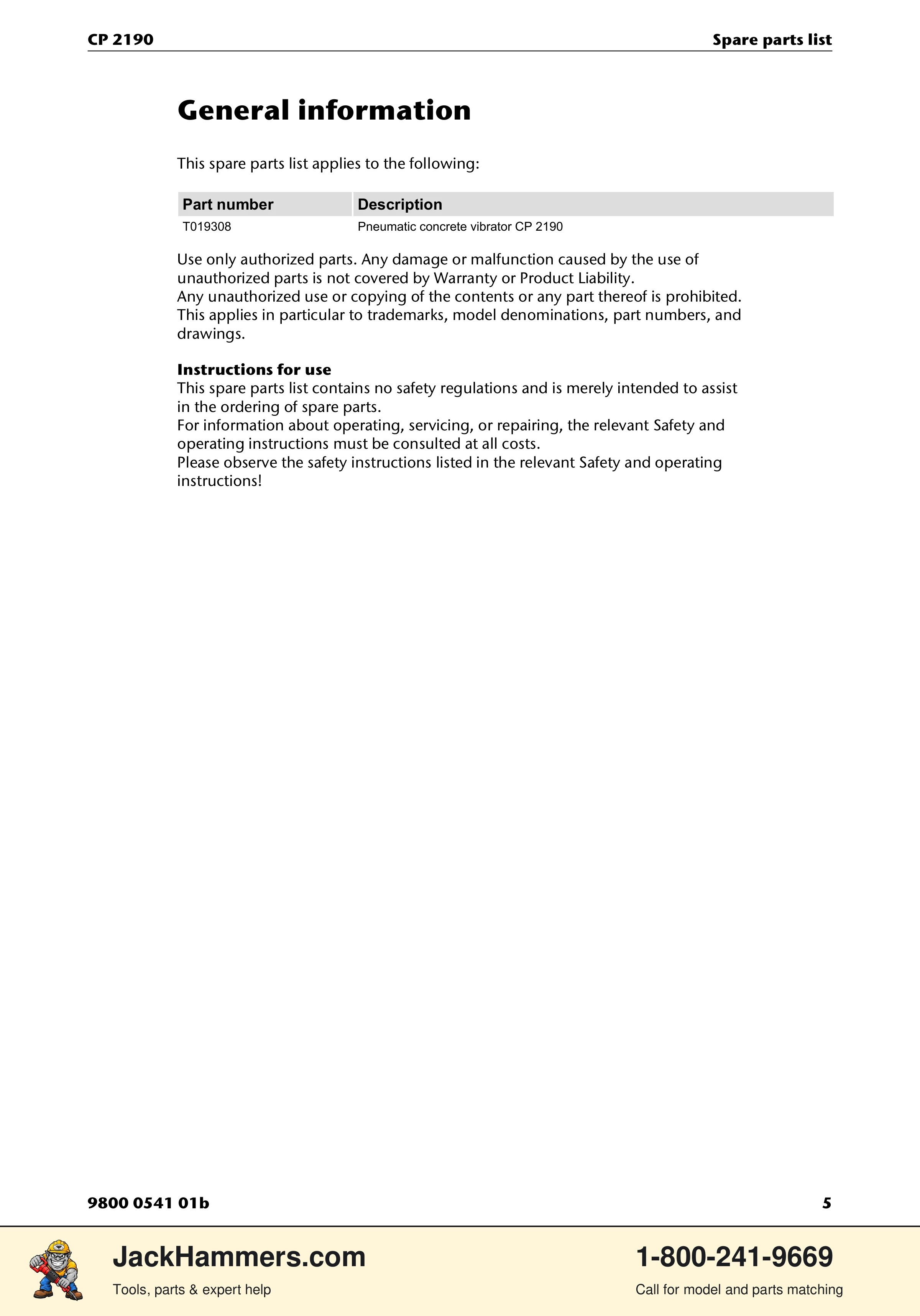 Chicago Pneumatic CP 2190 PDF page 5 of 12