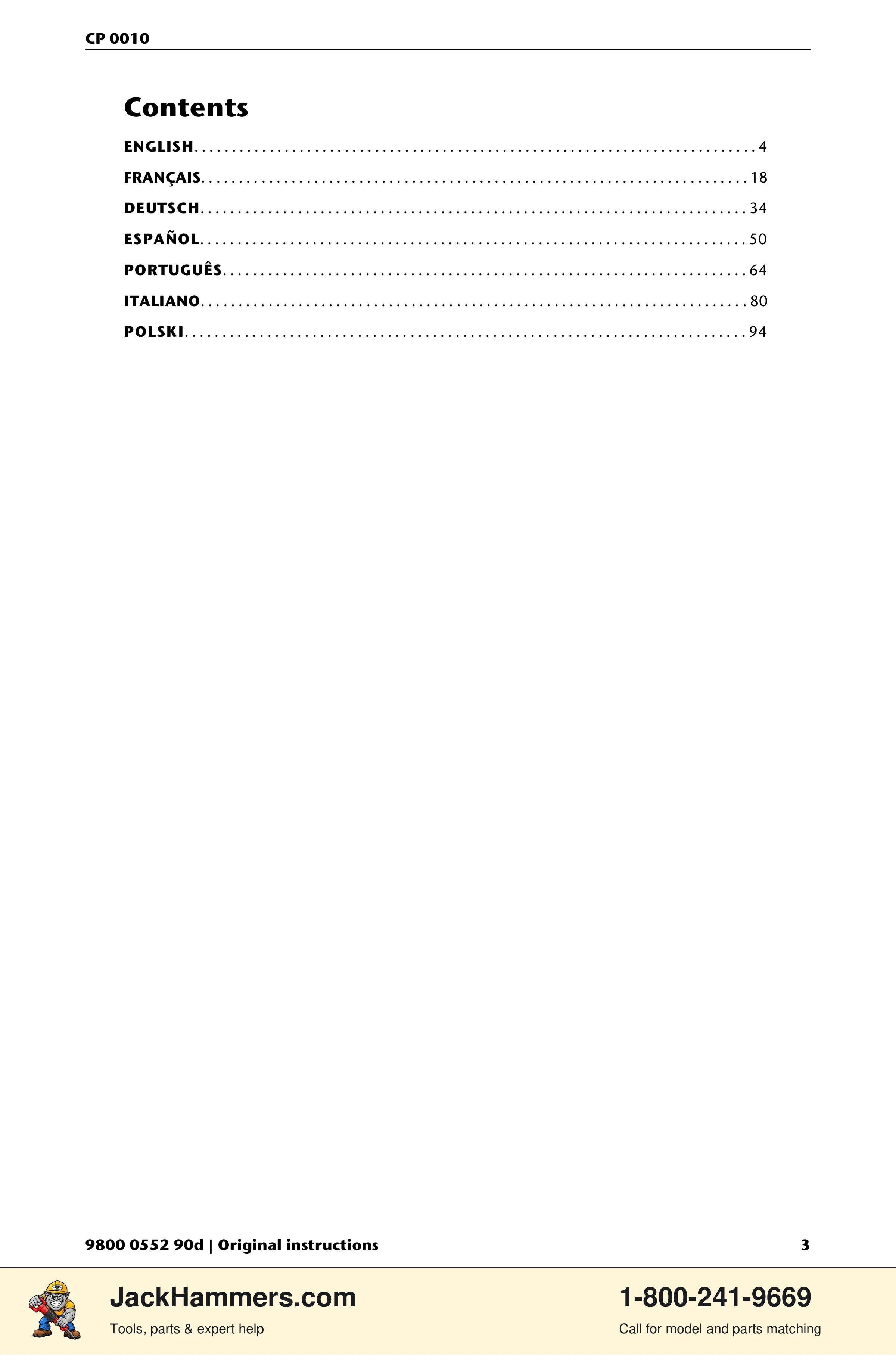 Chicago Pneumatic CP 0010 PDF page 3 of 112