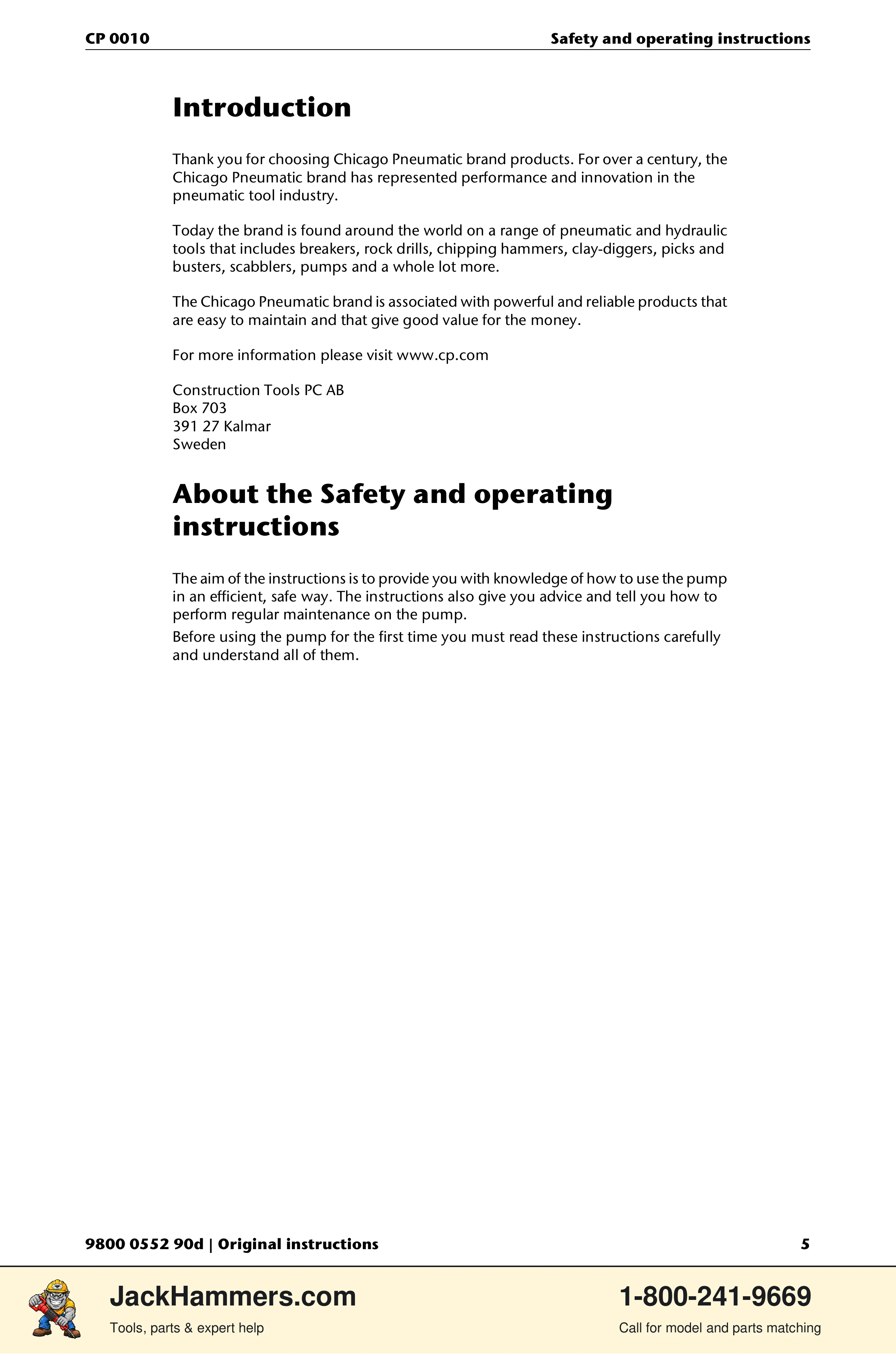 Chicago Pneumatic CP 0010 PDF page 5 of 112