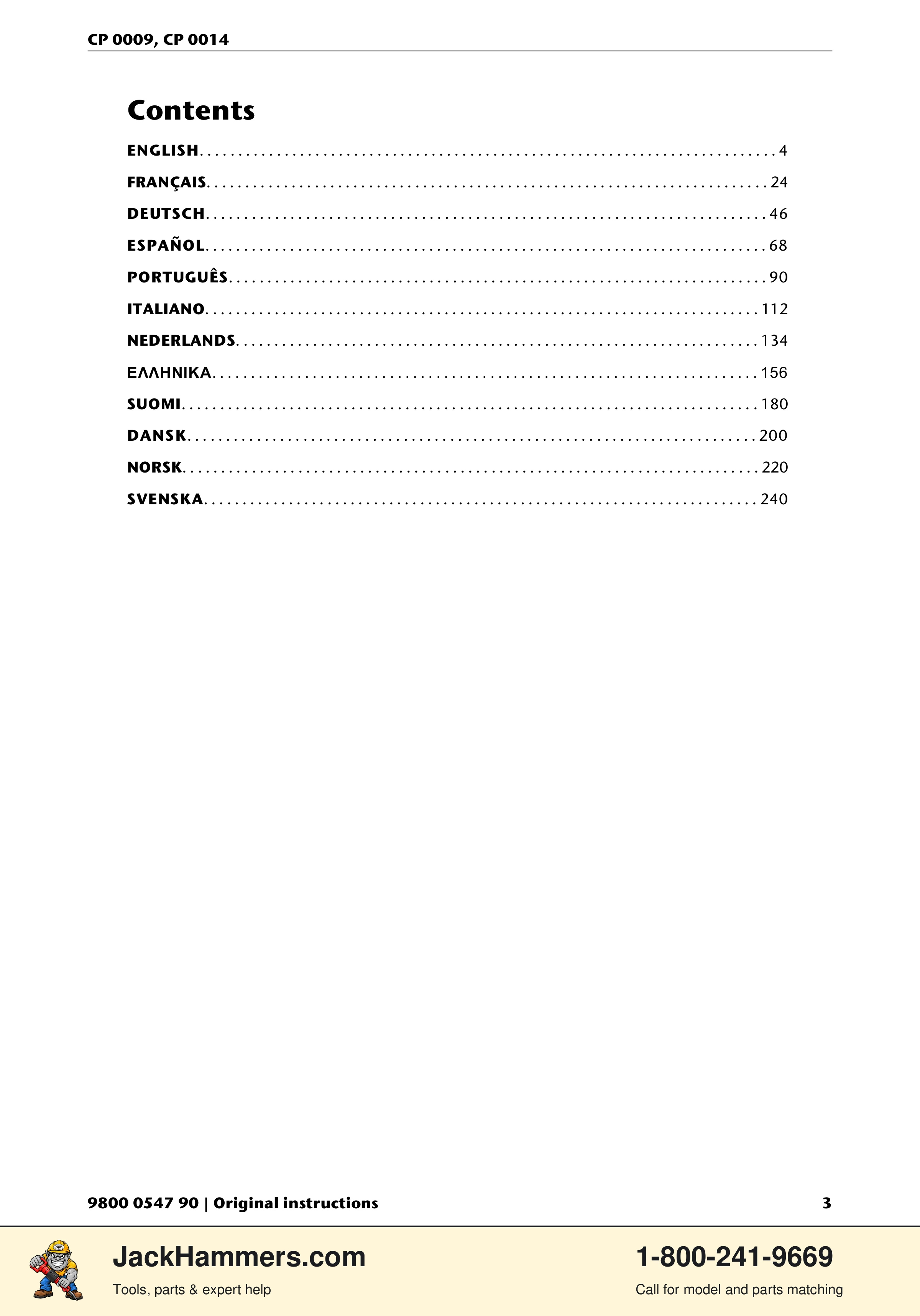 Chicago Pneumatic 0009 Series / 0014 Series PDF page 3 of 260
