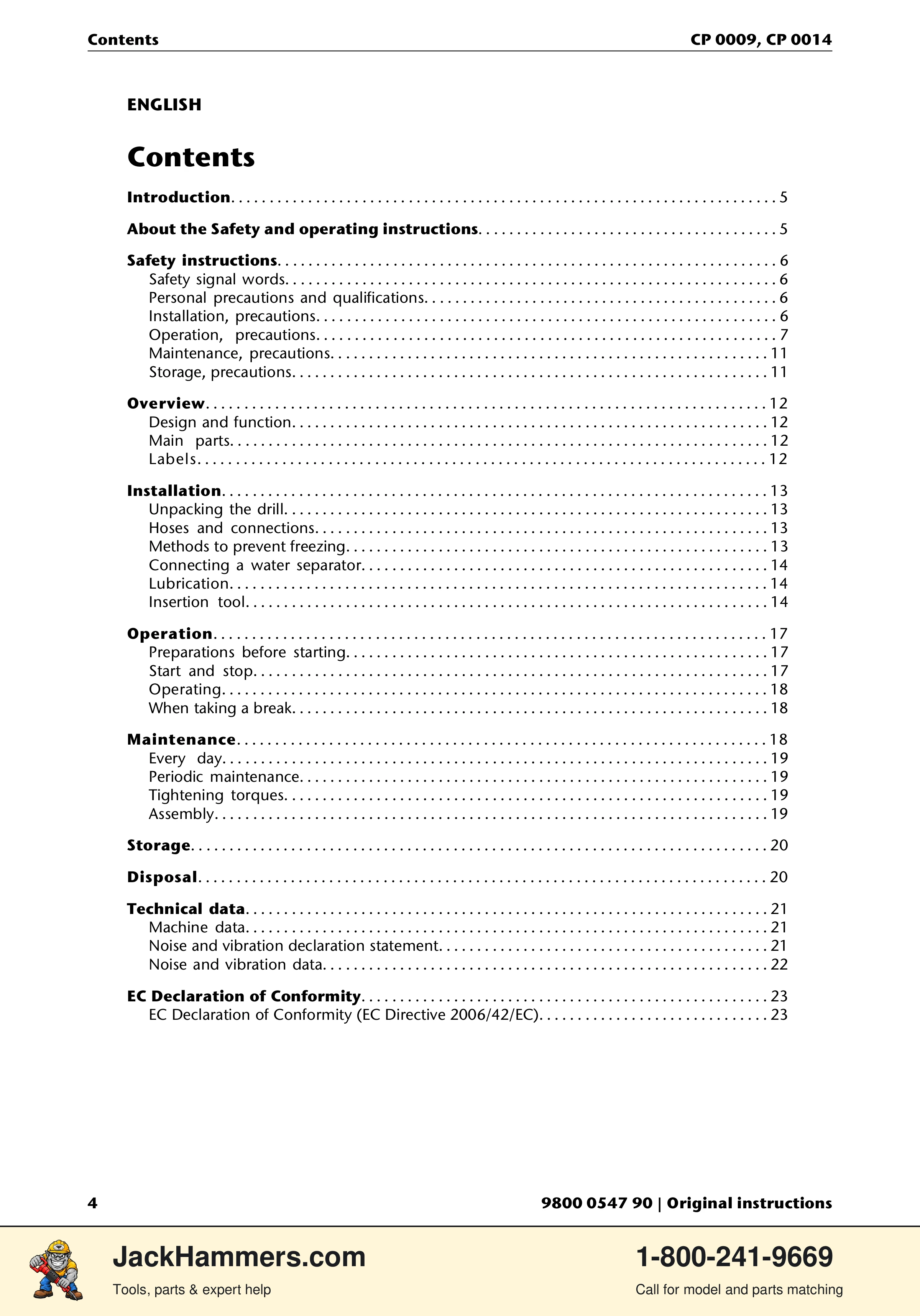Chicago Pneumatic 0009 Series / 0014 Series PDF page 4 of 260