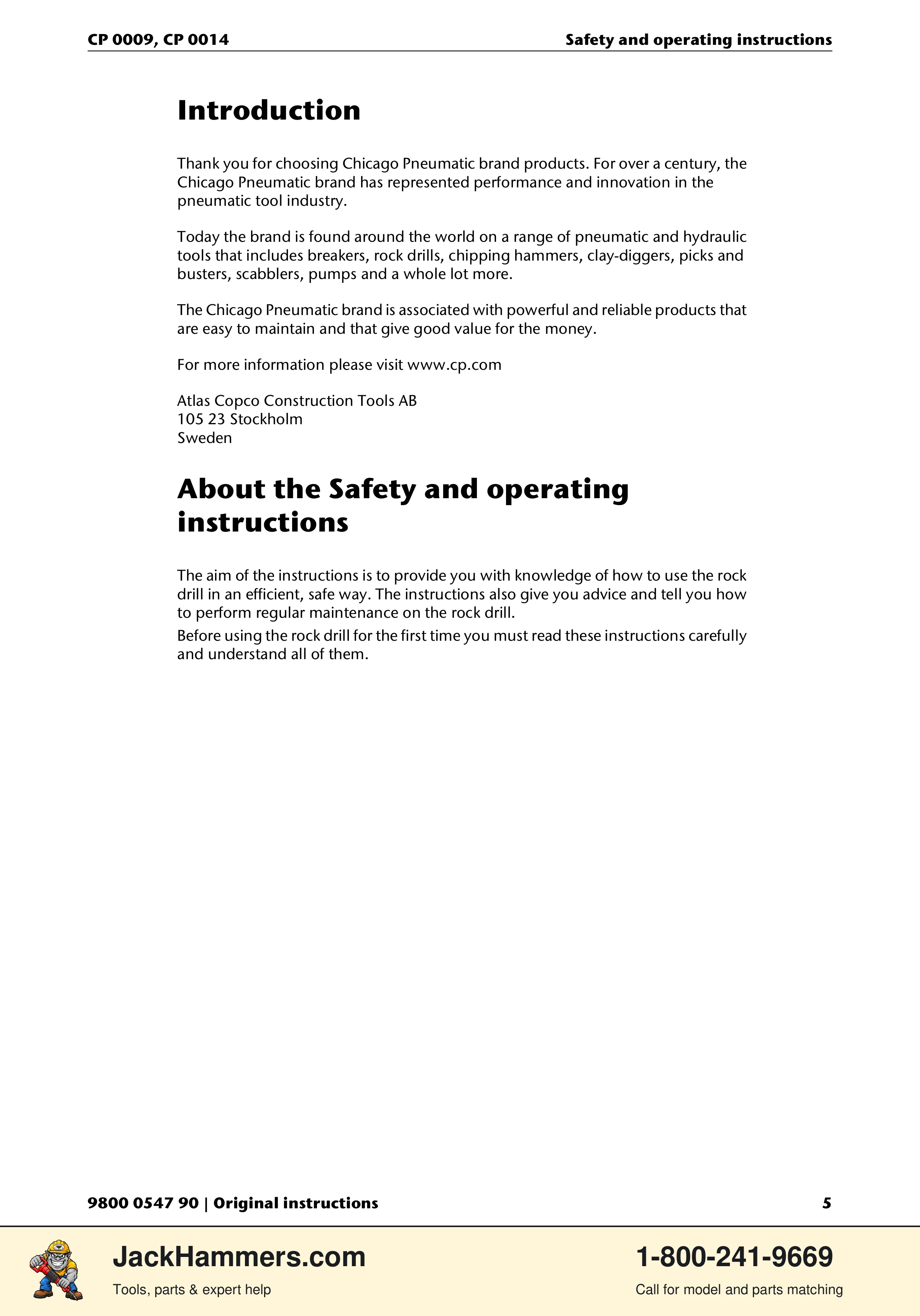 Chicago Pneumatic 0009 Series / 0014 Series PDF page 5 of 260