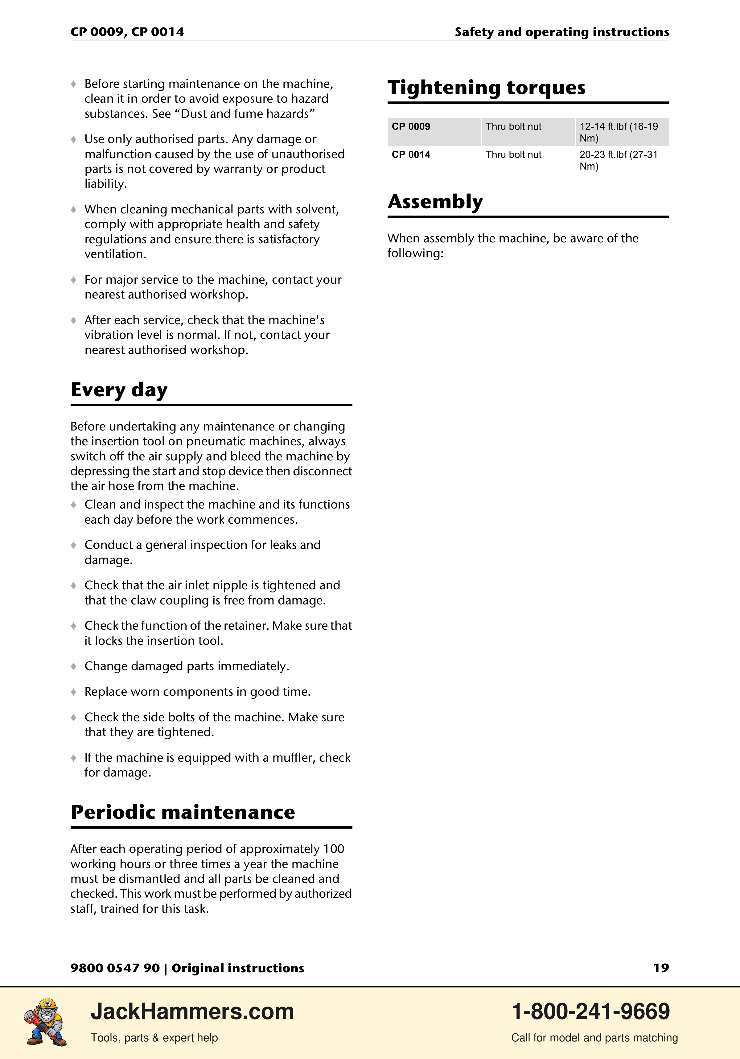 Chicago Pneumatic 0009 Series / 0014 Series PDF page 19 of 260