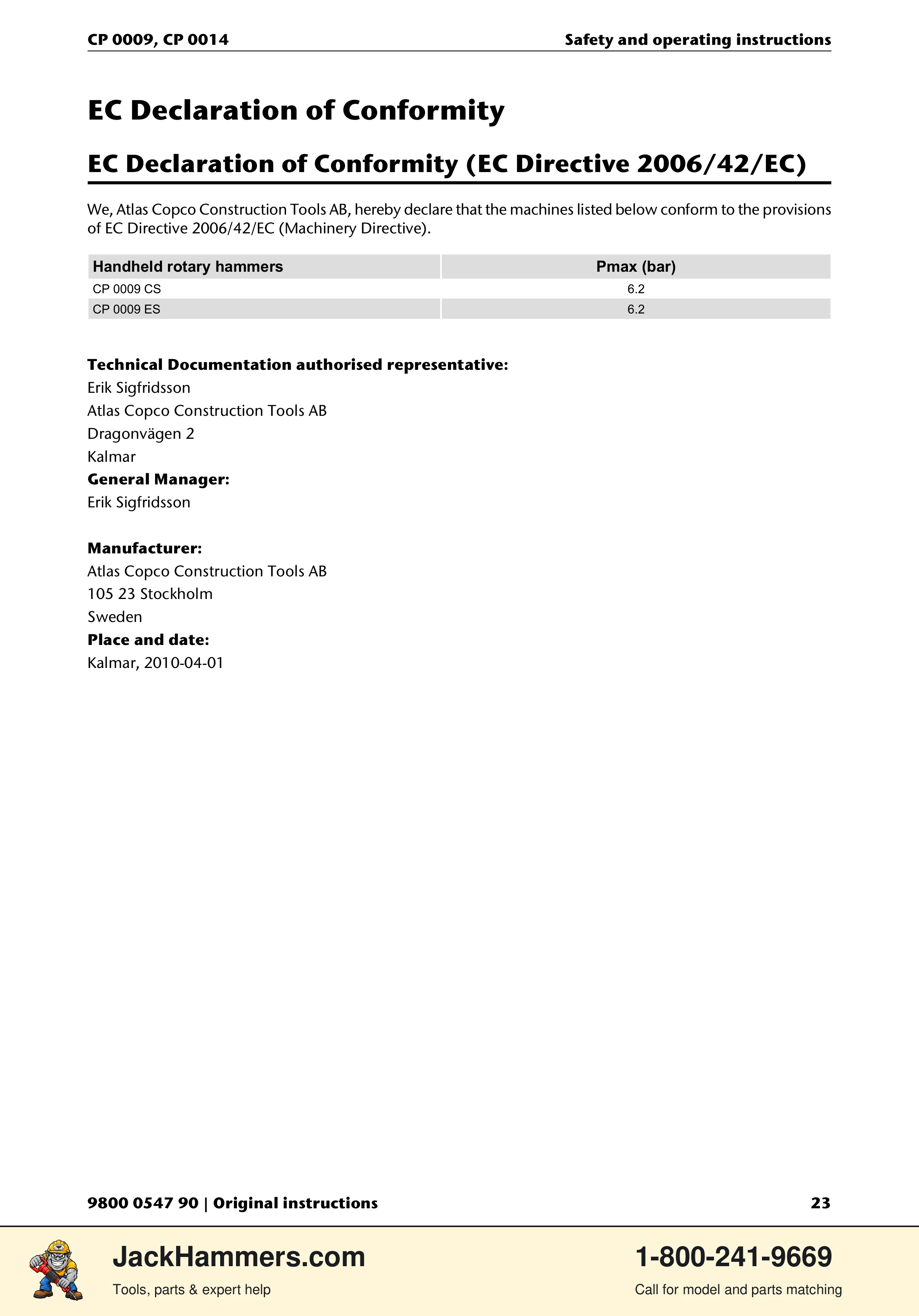 Chicago Pneumatic 0009 Series / 0014 Series PDF page 23 of 260