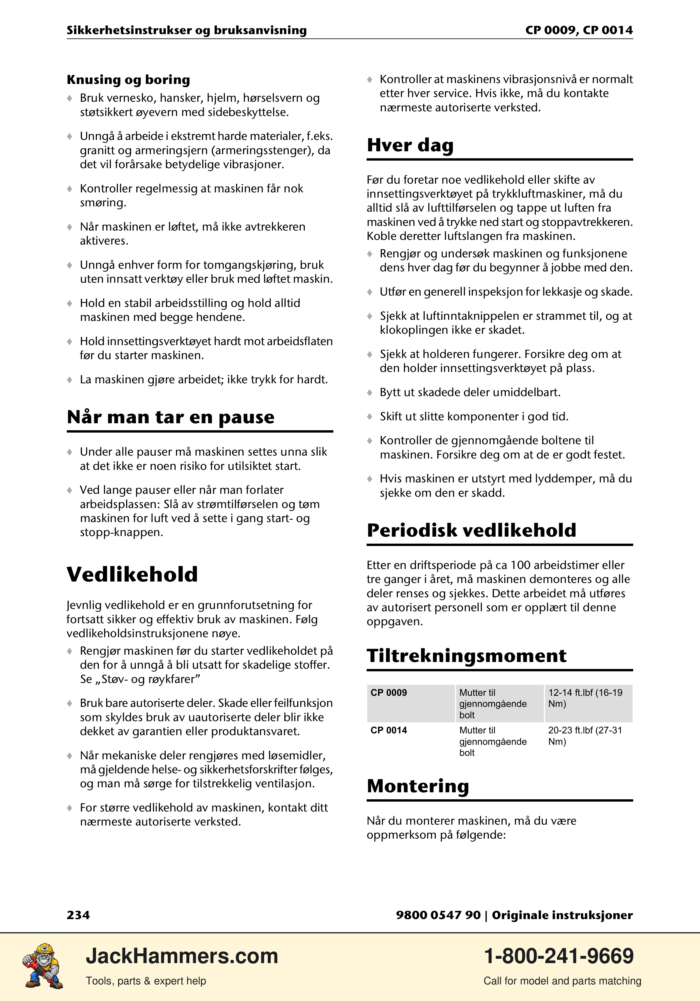 Chicago Pneumatic 0009 Series / 0014 Series PDF page 234 of 260