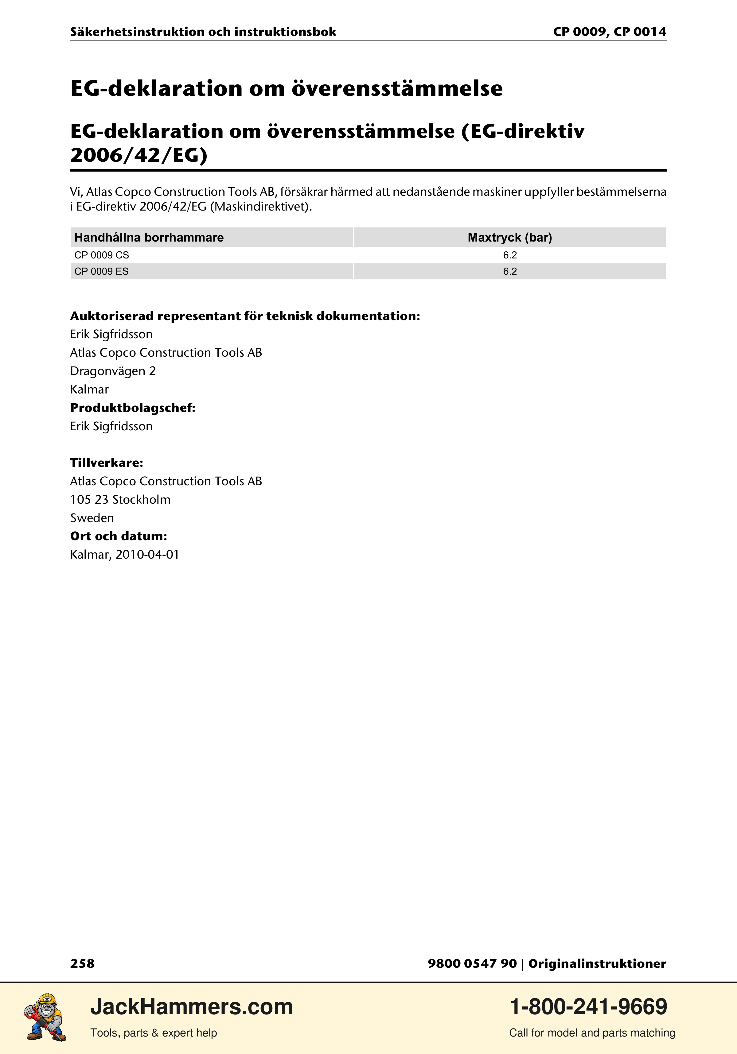 Chicago Pneumatic 0009 Series / 0014 Series PDF page 258 of 260