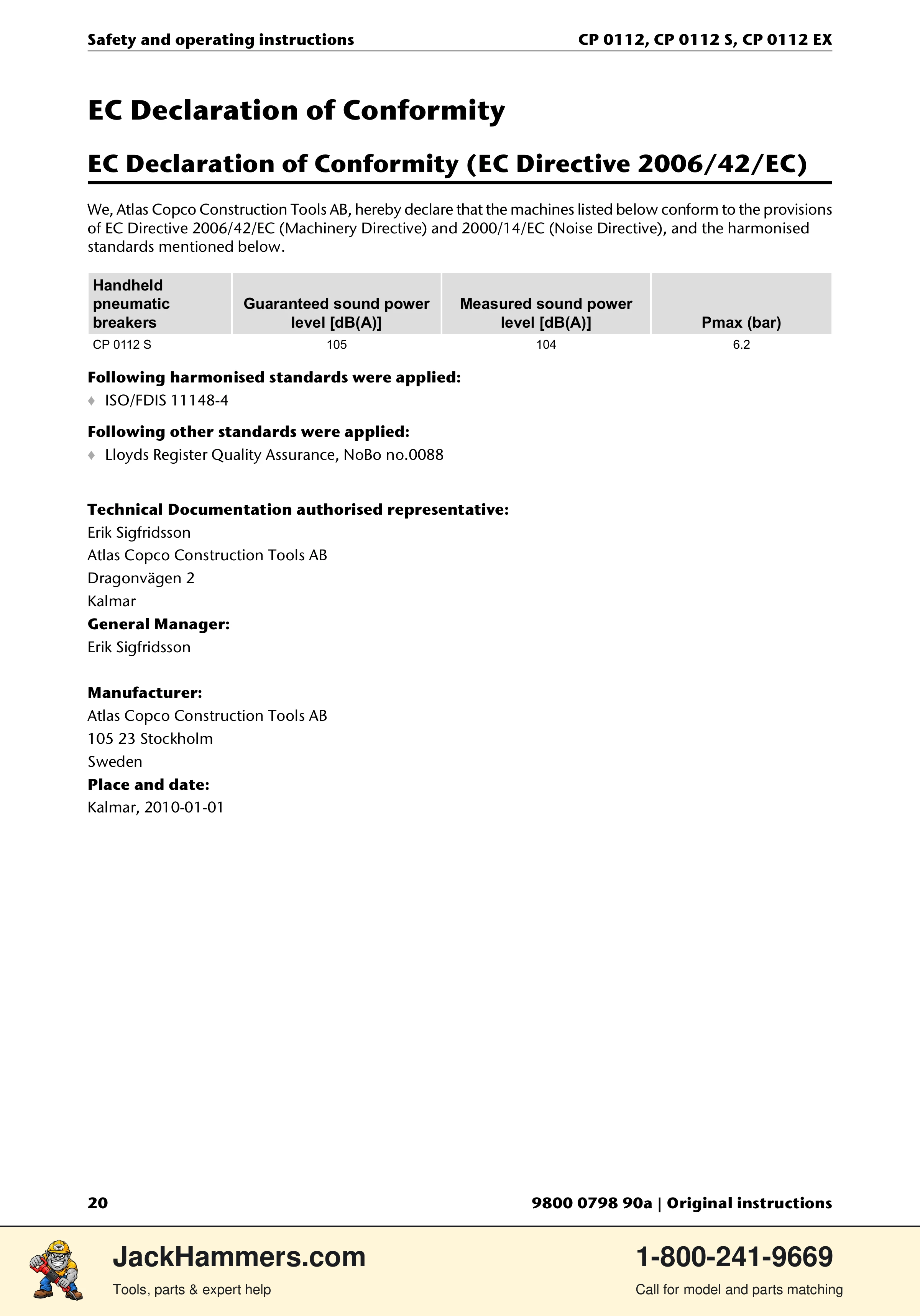Chicago Pneumatic CP0112 Series PDF page 20 of 232