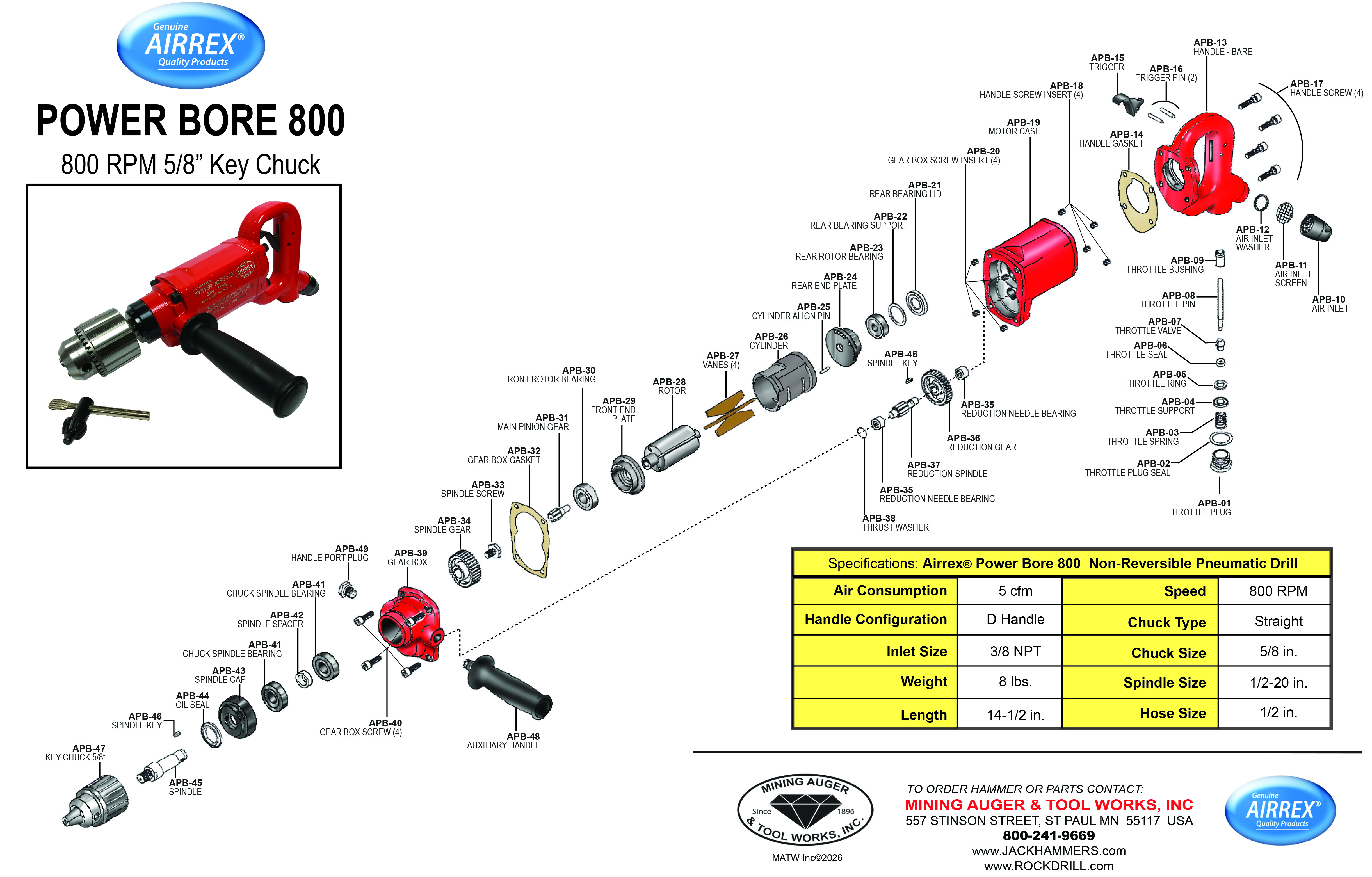 Airrex Power Bore 800 exploded parts drawing